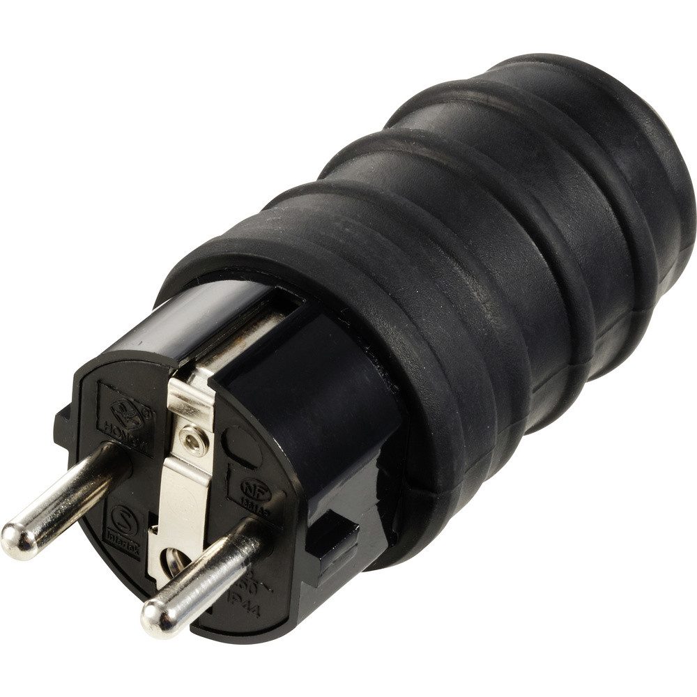 Sygonix Sygonix SY-6618468 Schutzkontaktstecker TPE 250 V/AC Schwarz IP44 Steckernetzteil