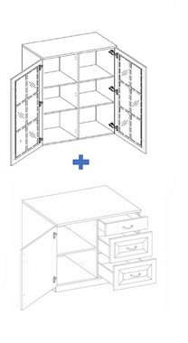 Küchen-Preisbombe Küchenbuffet Küchenbuffet Stilo 100 cm Esszimmer Landhaus Grau Eiche Artisan Buffet Küche