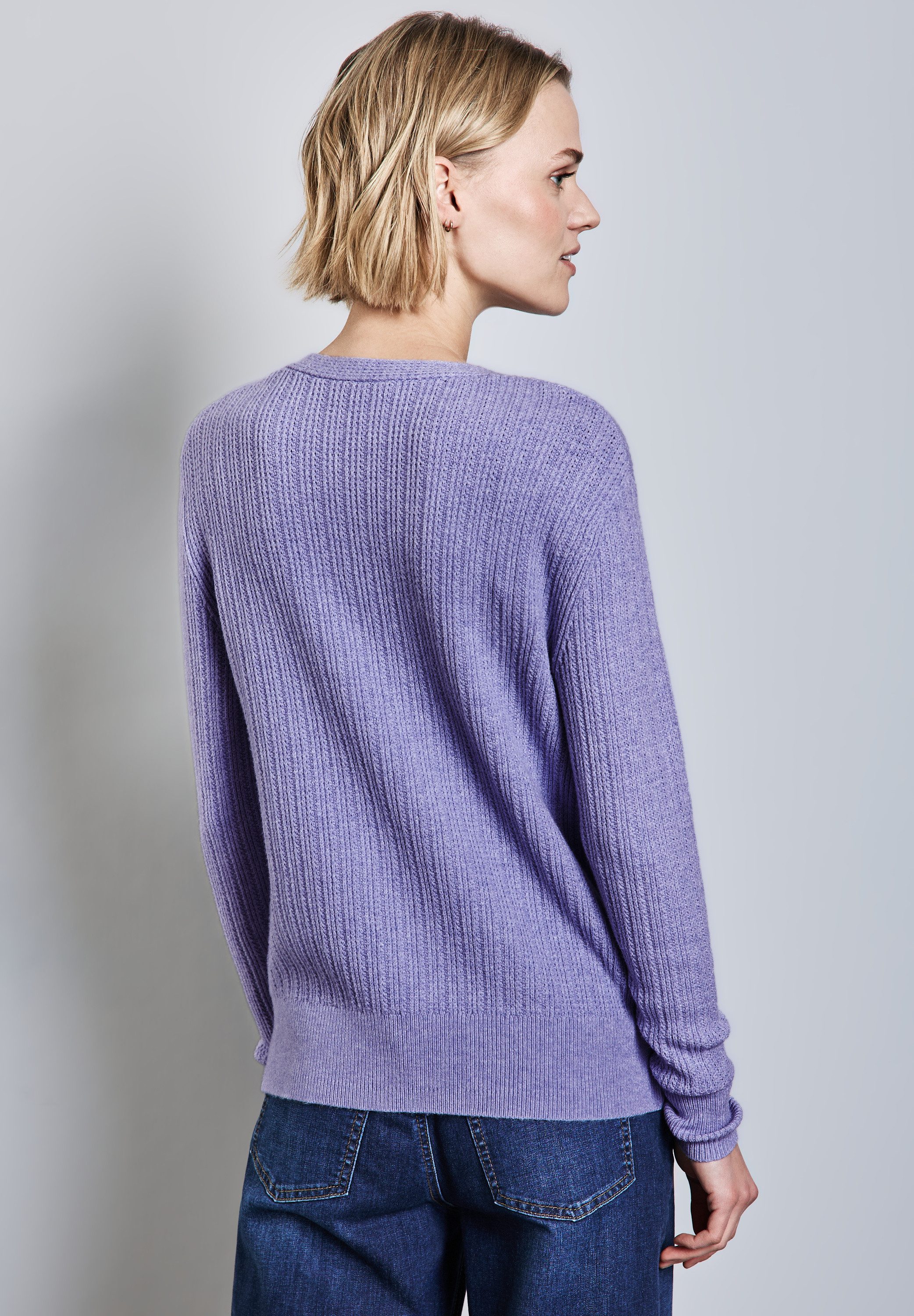 STREET ONE V-Ausschnitt-Pullover mit Rippstruktur günstig online kaufen
