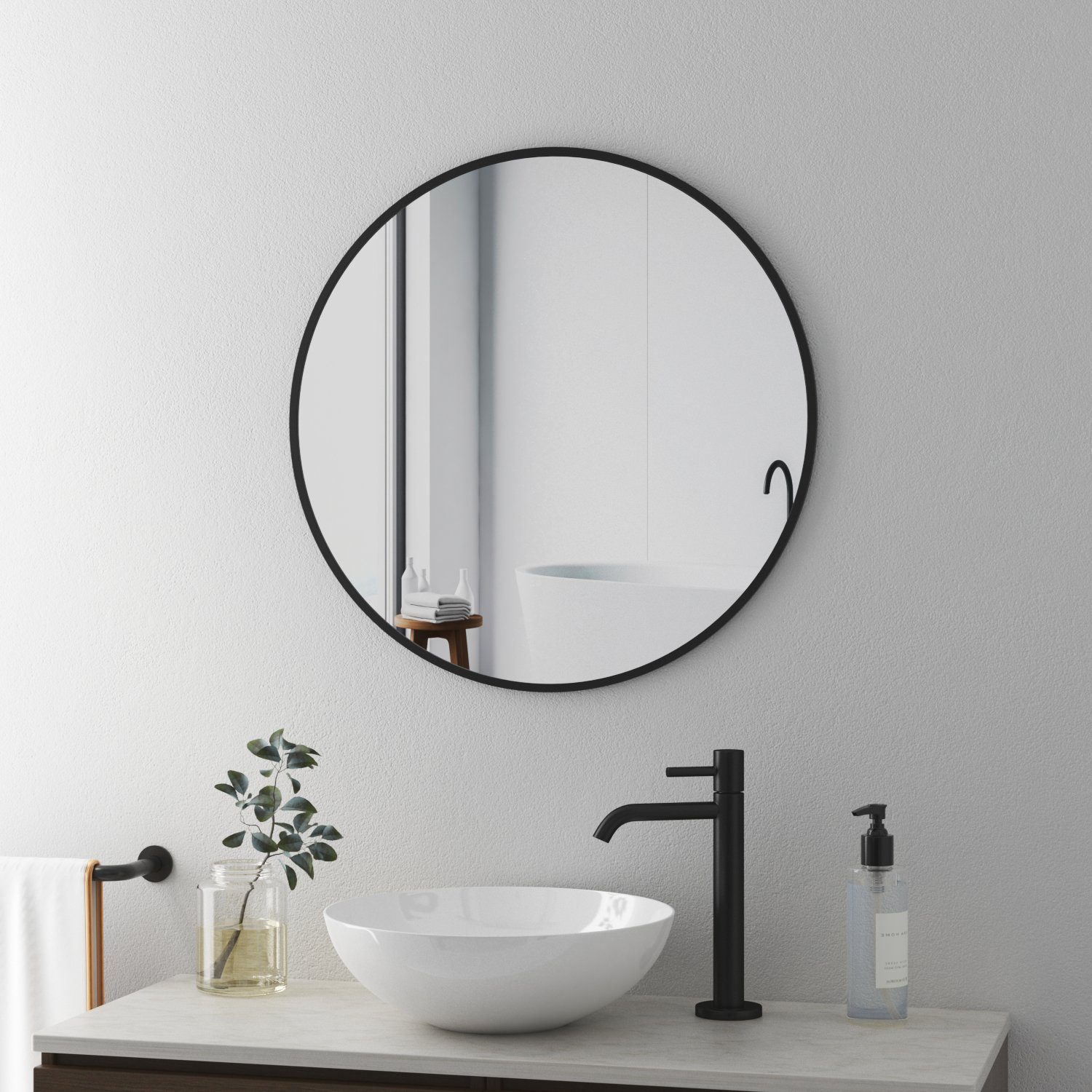 Boromal Wandspiegel Spiegel Flur 40cm breit Rund Schwarz Klein Rahmen Schlafzimmer Kommode, für Badezimmer Waschtisch Wohnzimmer Schlafzimmer Esszimmer Eingänge – Bild 3 von 5