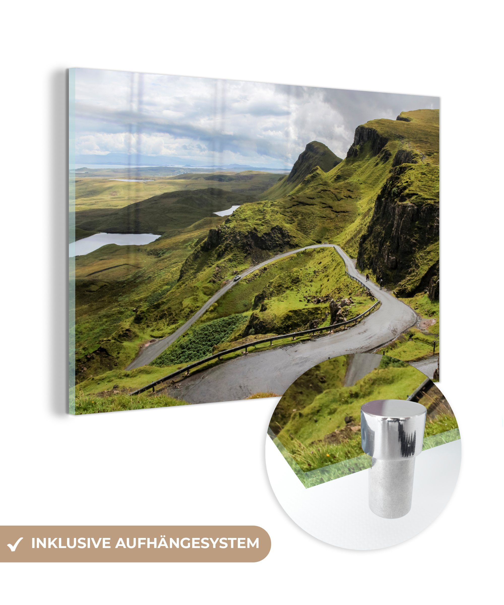 MuchoWow Acrylglasbild Straße durch die Berge in. Schottland, (1 St), Acrylglasbilder Wohnzimmer & Schlafzimmer