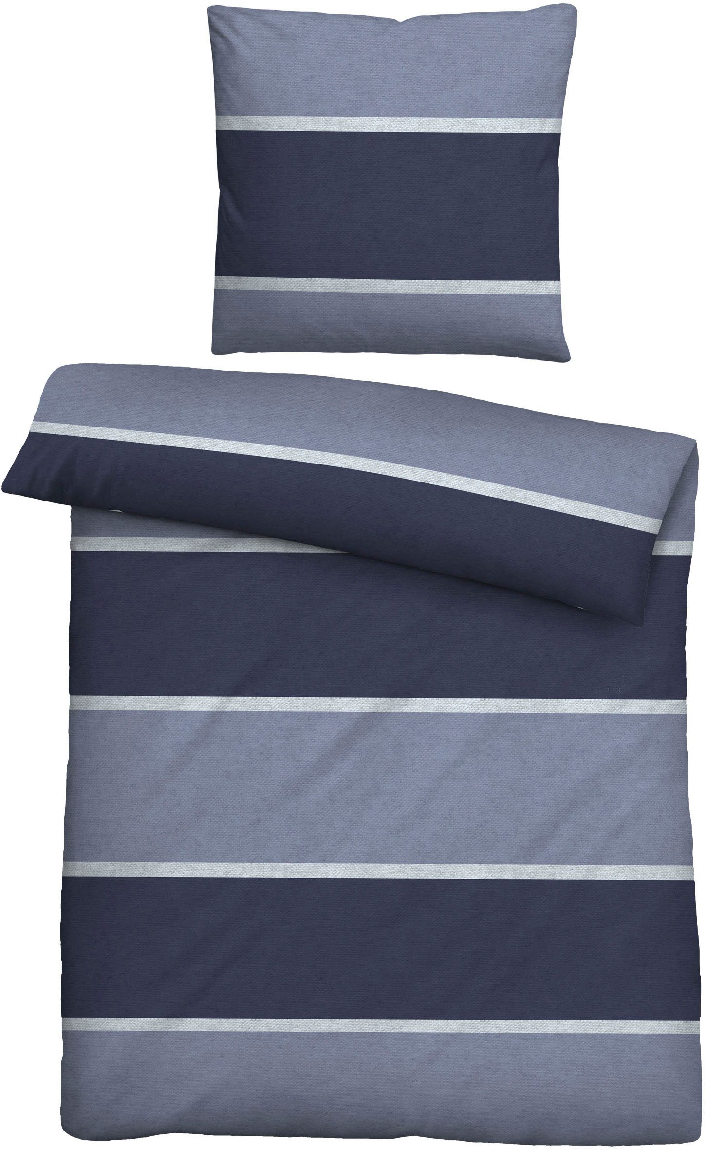 Biberna Bettwäsche Jonas, Flanell, 2 teilig, kuschelig warm, weich, pflegeleicht, 100% Baumwolle, made in Germany