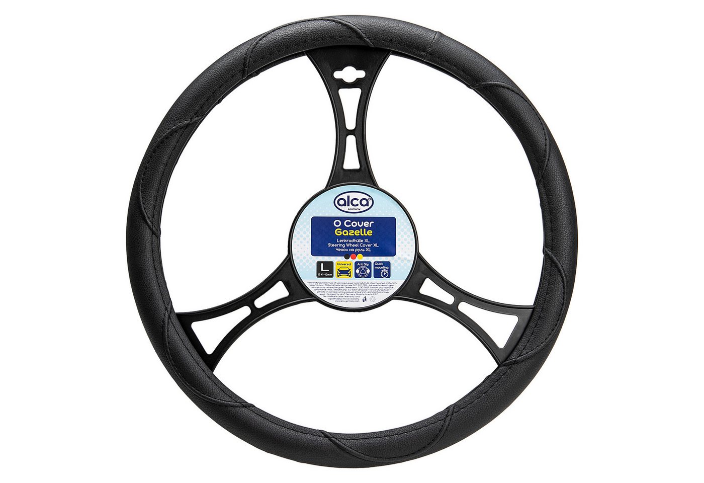 alca Lenkradbezug Lenkradhülle XL Auto 41-43 cm Lenkradschoner seidenmatt schwarz, (1-tlg)
