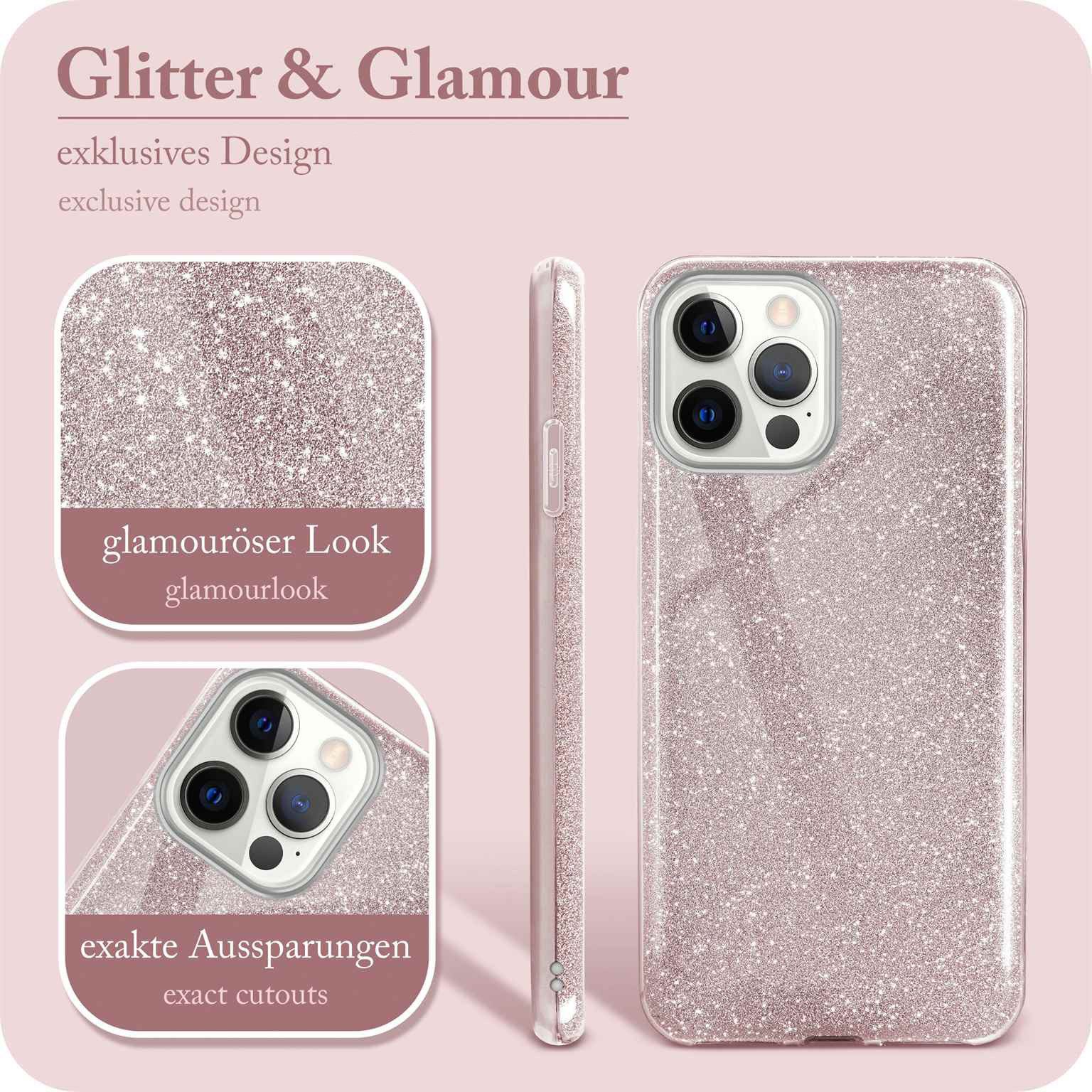 ONEFLOW Handyhülle für iPhone 12 Pro Max Glitzer Hülle Glitter Case Rosa 6,7 Zoll, Hülle Glitzernd Dünne Schutzhülle mit Kameraschutz Frauen Glitzerhülle