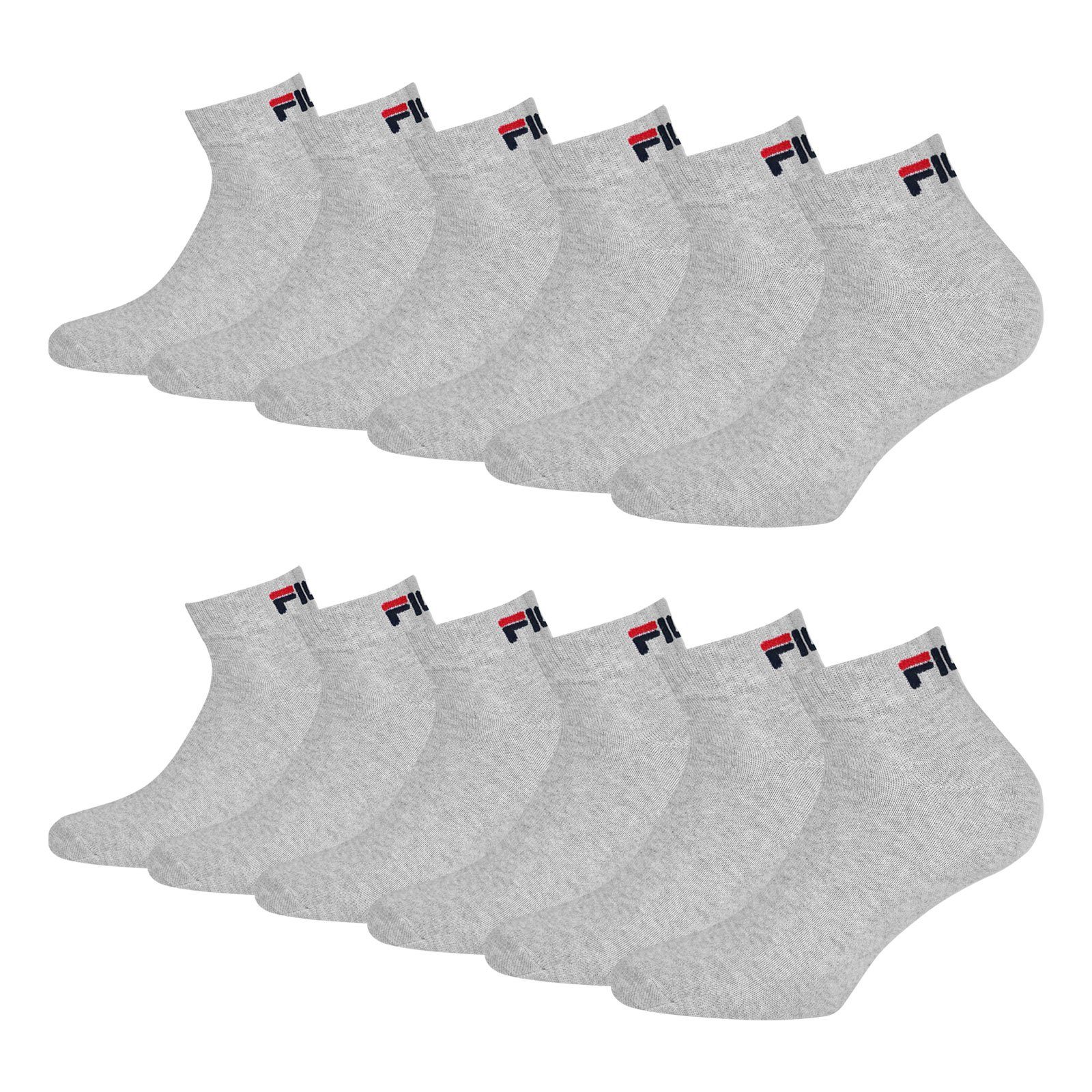 mit 400 weichem (6-Paar) Rippbündchen Quarter Sportsocken Socken grey Fila