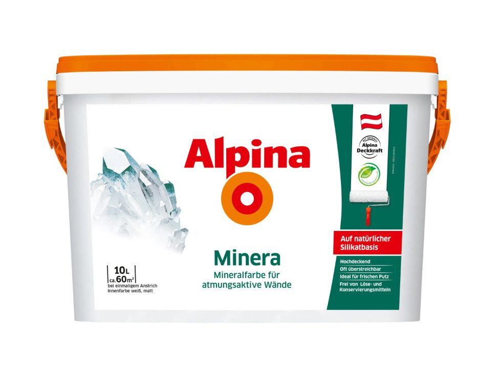 Alpina Wandfarbe Alpina 10 L Minera Mineralfarbe Silikat atmungsaktive Wände weiß matt