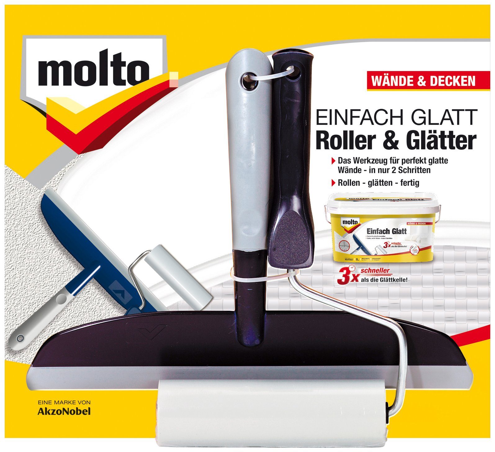 Molto Malerset Roller und 2-teilig, Glätter, und Wischer Rolle