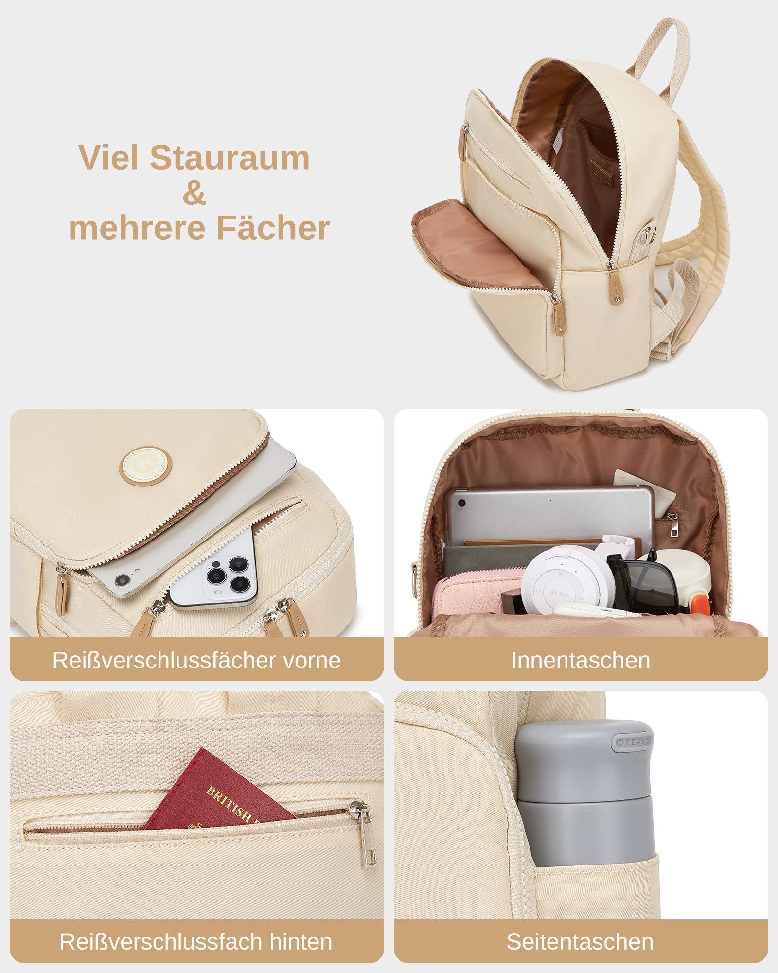 Miss Lulu Minirucksack Mini Cityrucksack, wasserdichter Reiserucksack & Casual Daypack – Bild 5 von 5