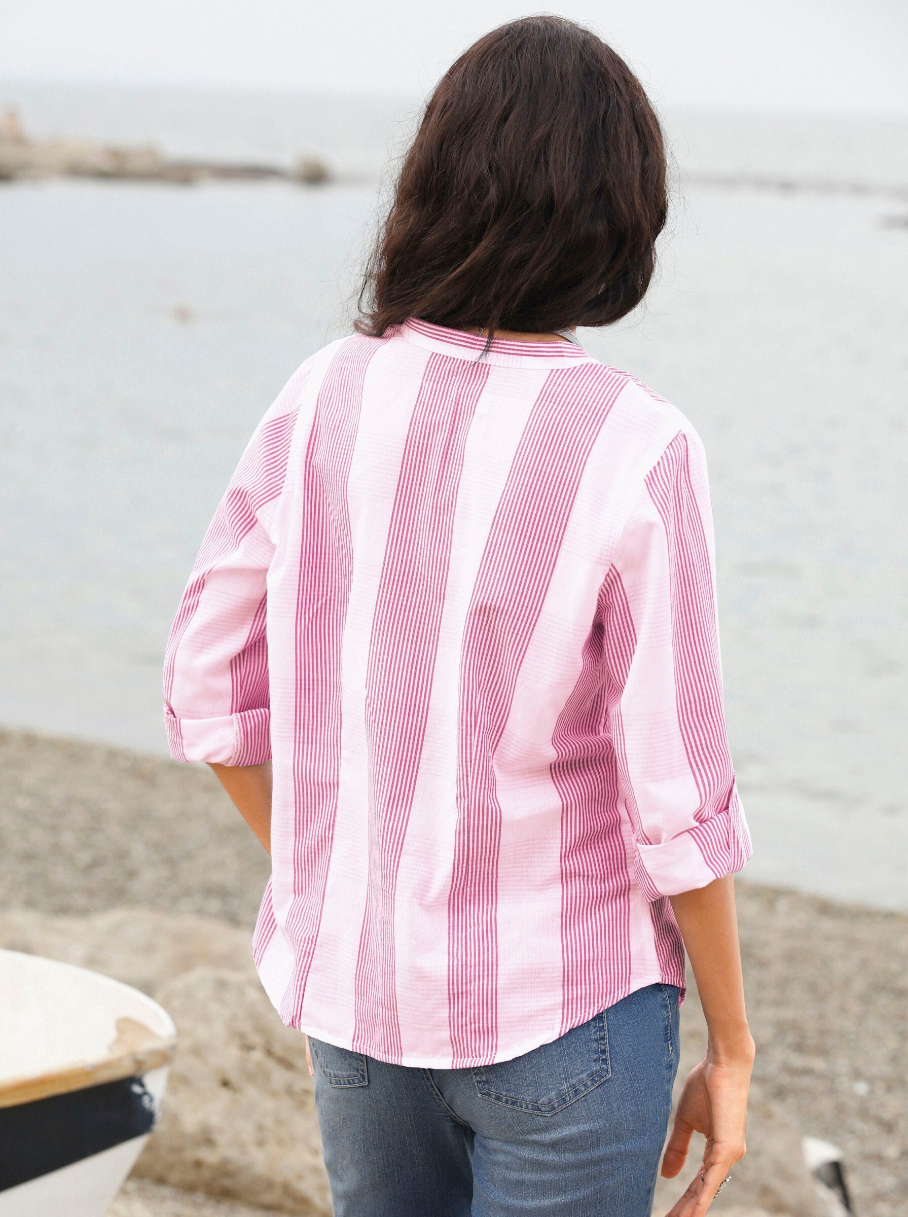 Klassische Bluse WEIDEN WITT pink-weiß-kariert