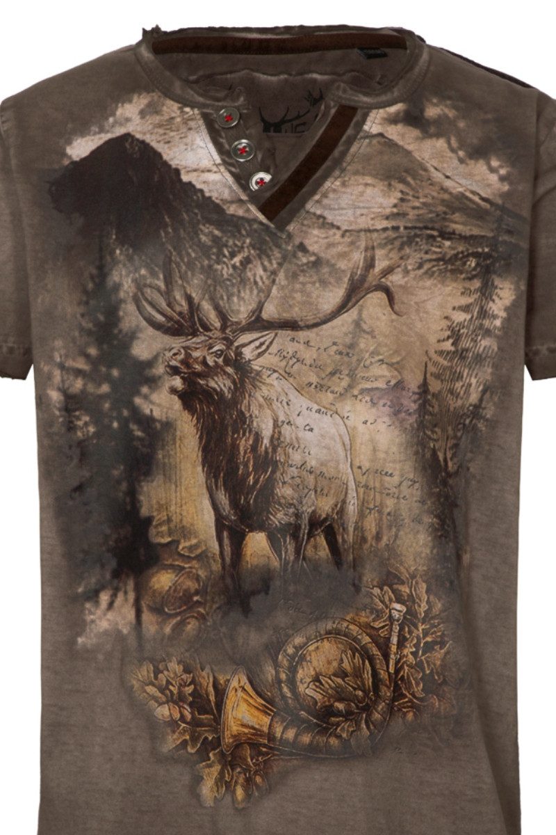Hangowear Trachtenhemd Trachtenshirt Kind - DIETRICH KIDS - braun