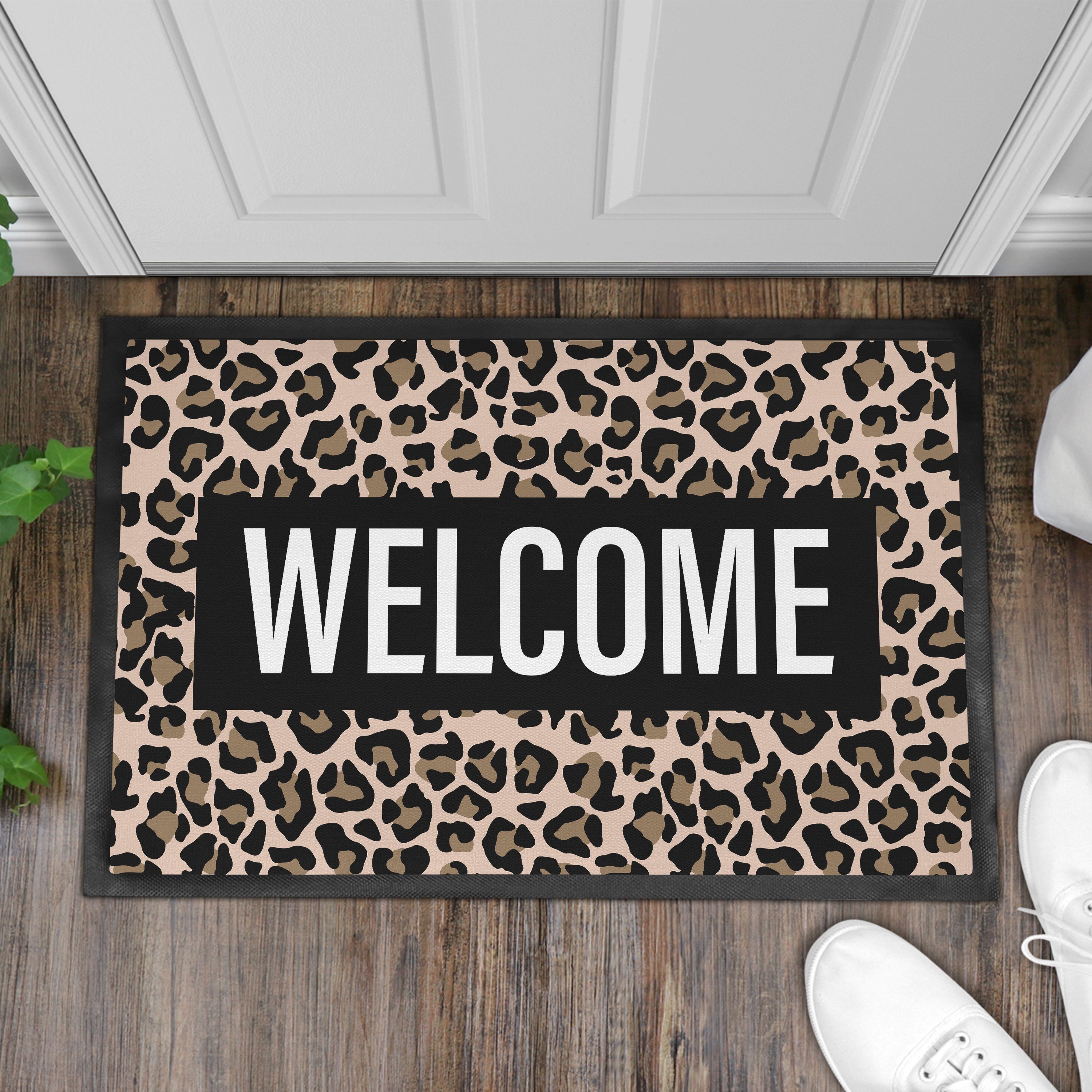 Willkommen Fußmatte Innenbereich, Muster Trendation Welcome Fußmatte Geschenk Leopard Außen