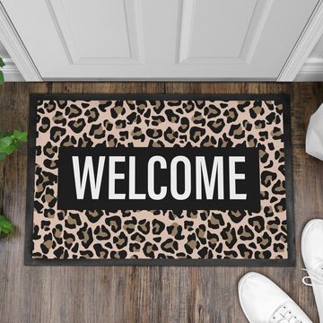 Fußmatte Welcome Fußmatte Leopard Muster Willkommen Geschenk Außen Innenbereich, Trendation