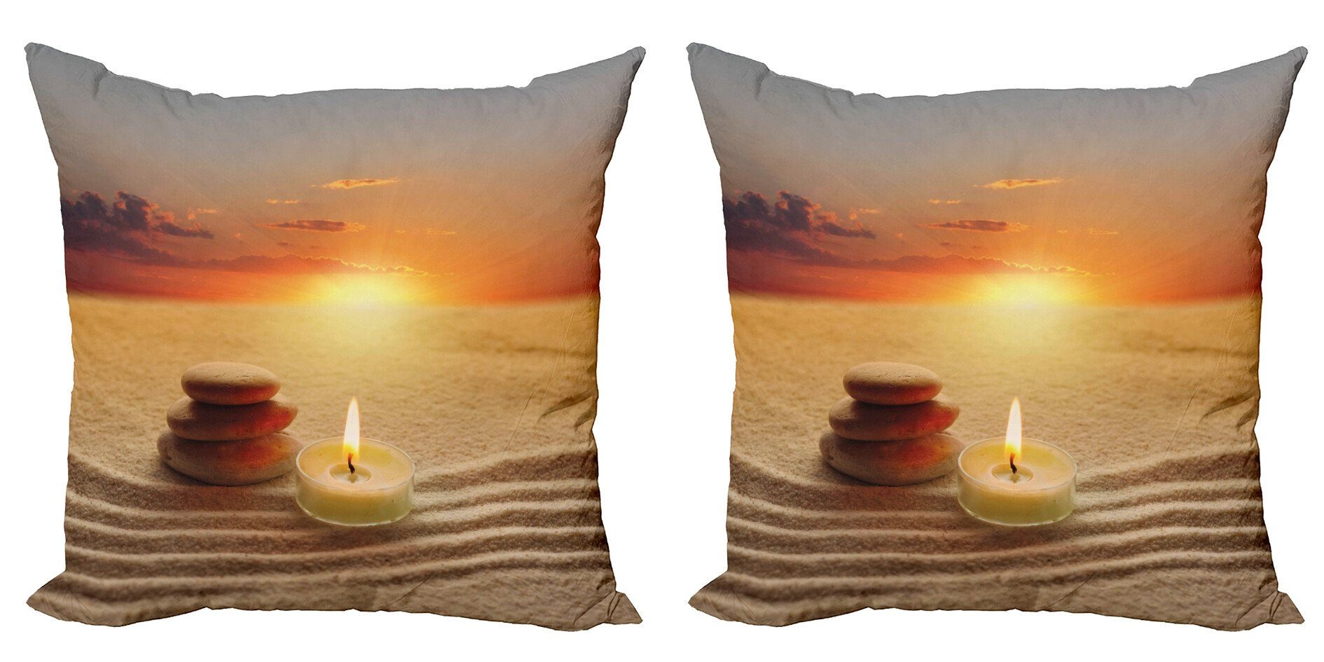 Boho Stück), Accent Digitaldruck, (2 Meditation Doppelseitiger Kissenbezüge Yoga-Kerze Abakuhaus Modern