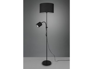 meineWunschleuchte LED Stehlampe, Lesearm, LED wechselbar, Warmweiß, Design-klassiker mit Leselampe Lampenschirm-e Stoff Schwarz Höhe 160cm