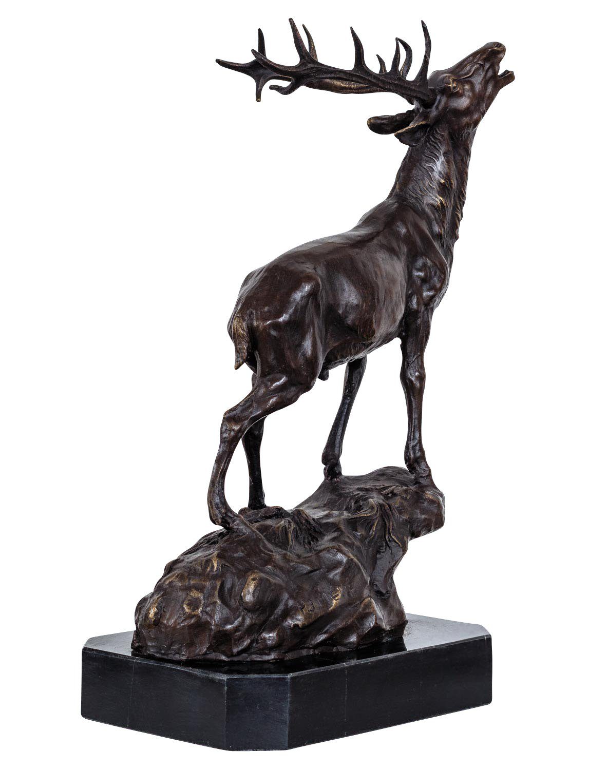 Aubaho Skulptur Bronzeskulptur Hirsch Felsen im Antik-Stil Bronze Figur Statue - 40cm