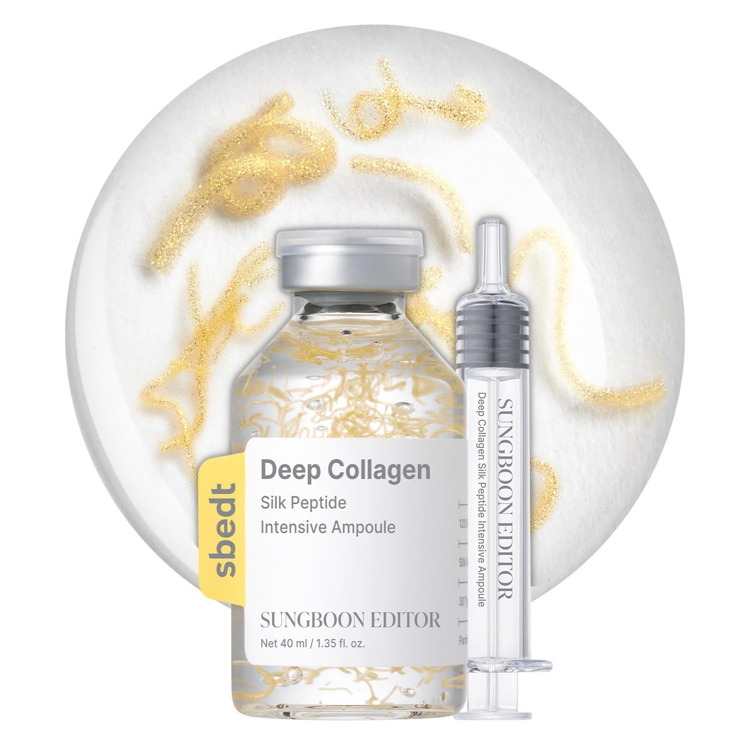 Sungboon Editor Gesichtsserum Deep Collagen Silk Peptide EGF Intensive Ampoule 40ml – Koreanisches Serum mit 30 Peptiden, Hyaluron, Collagen & Gold-Komplex, für alle Hauttypen