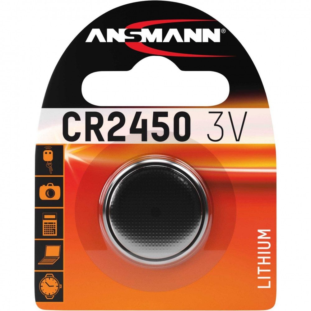 Ansmann CR-2450 Lithium Knopfzelle, Batterie, silber. Akku