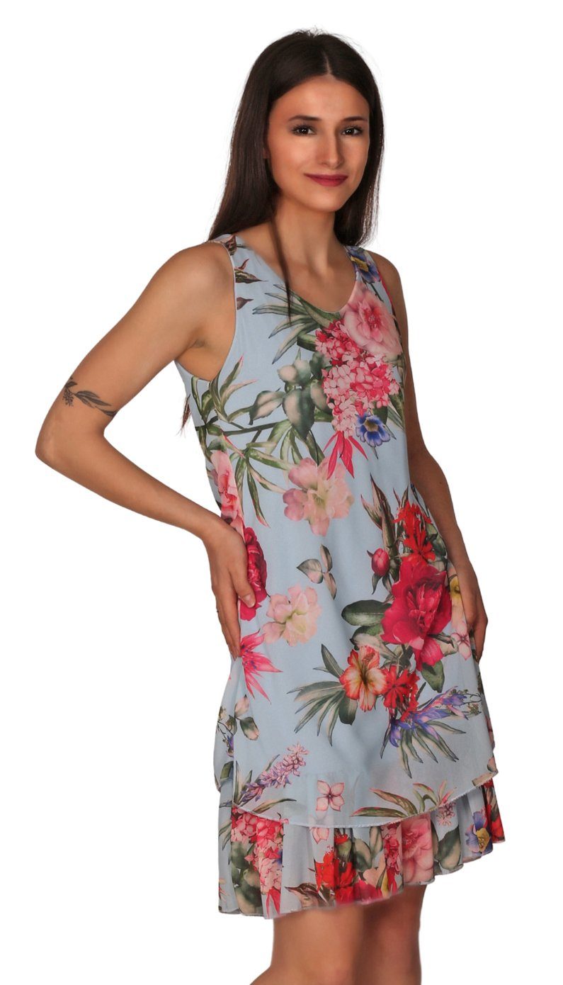 Charis Moda Trägerkleid Sommerkleid mit floralem Muster