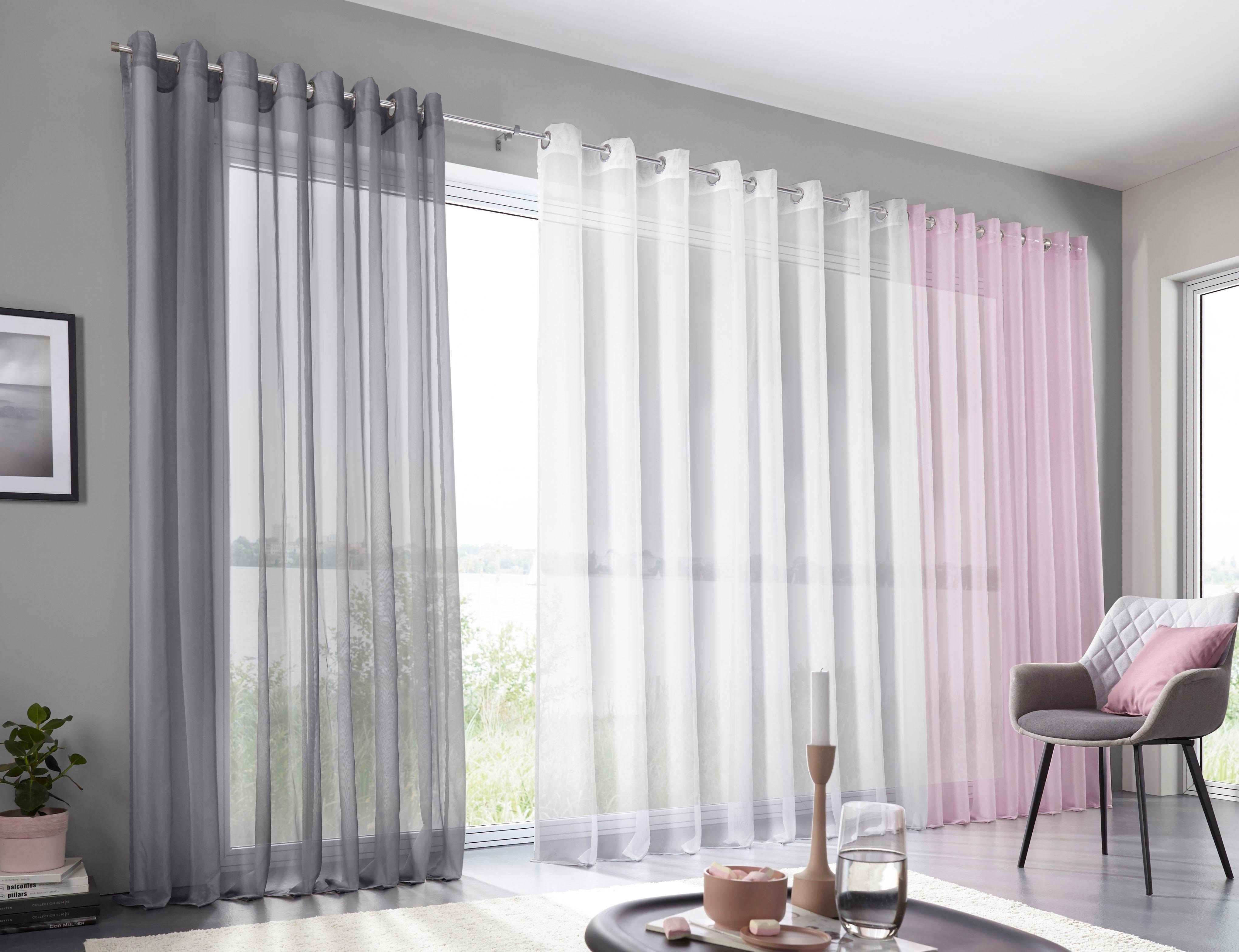 OTTO home Gardine XANA 1er- und 2er Pack mit Ösen, Topseller! (1 St), Ösen, transparent, Voile, einfarbig, 1 bzw. 2er Set, pflegeleicht, Kundenliebling – Bild 5 von 5
