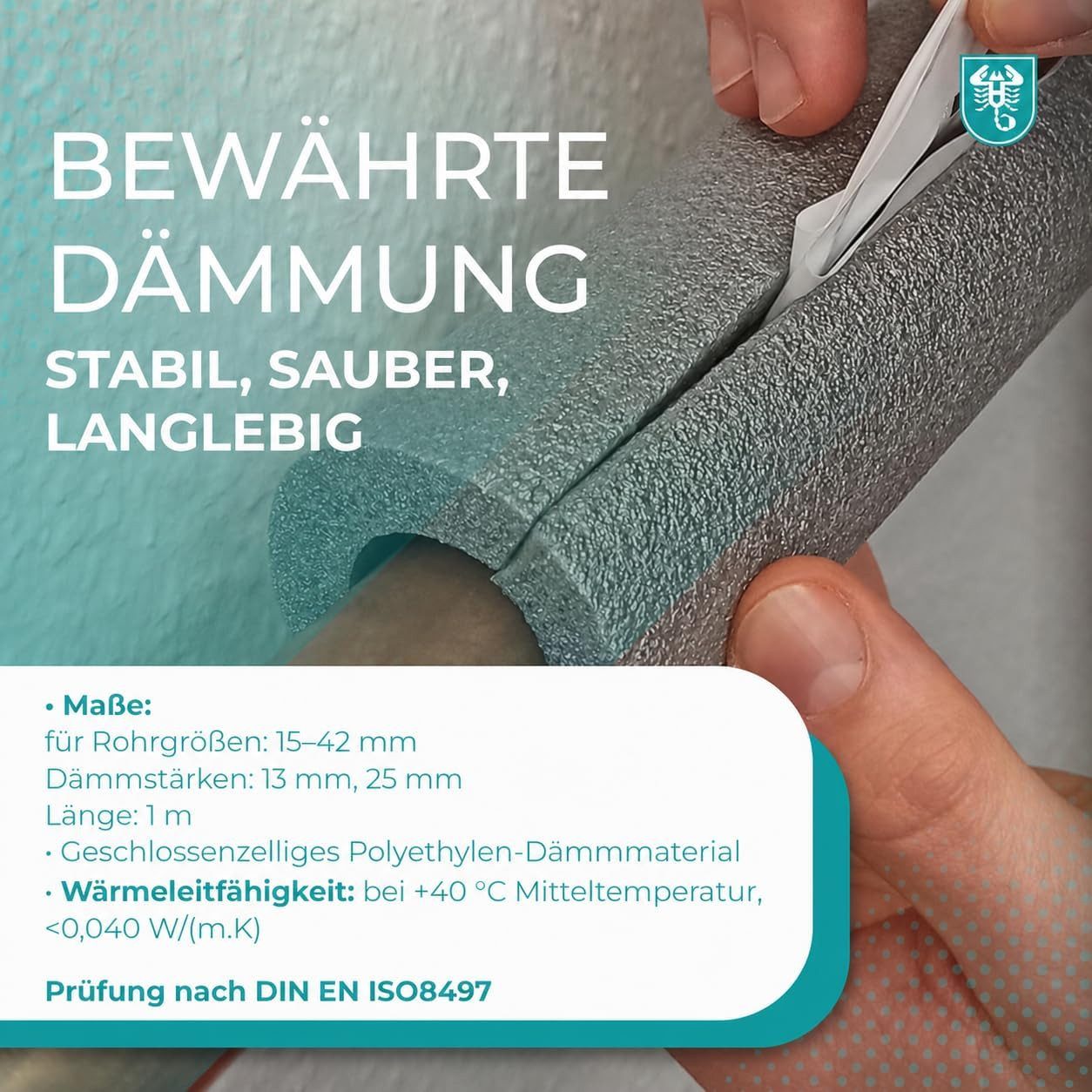 Scorprotect® Steinwolle Scorprotect selbstklebende PE Rohrisolierung 1 m Ware Farbe grau