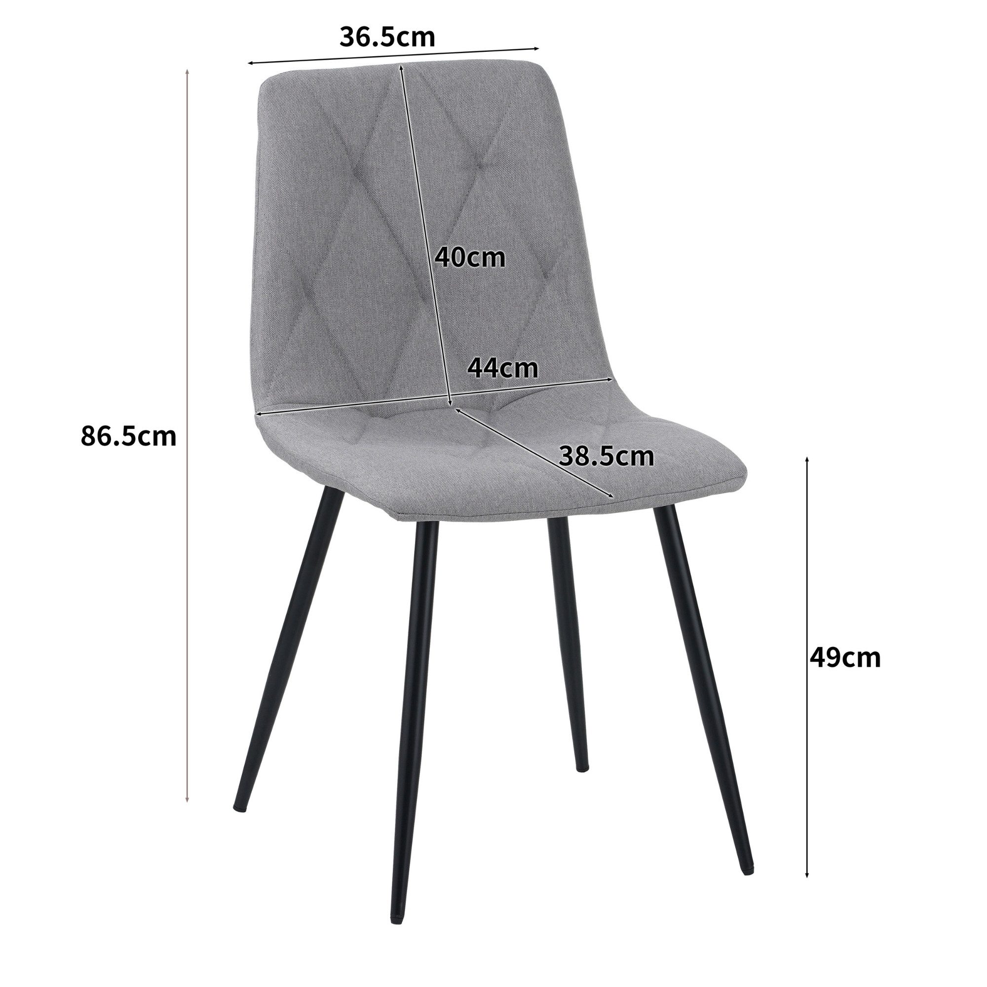 Albatros International Esszimmerstuhl Esszimmer Stühle 4 er Set DORA, Stuhl Stühle Esszimmerstühle, Küche (4er Set, Grau, Stoff Bezug), Küchenstuhl Küchenstühle – Bild 5 von 5