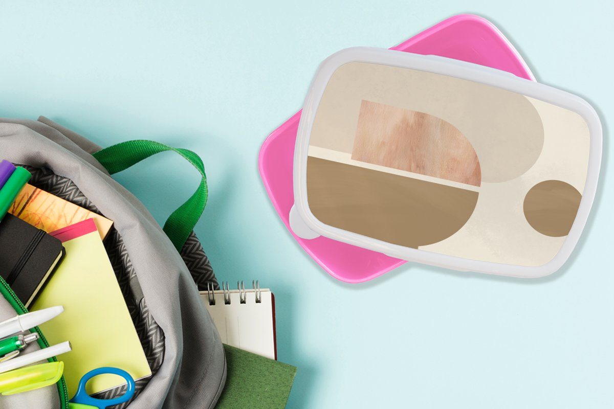 Mädchen, - Lunchbox Abstrakt, Brotdose Rosa Brotbox - MuchoWow (2-tlg), für Kinder, Kunststoff, Snackbox, Design Kunststoff Erwachsene,