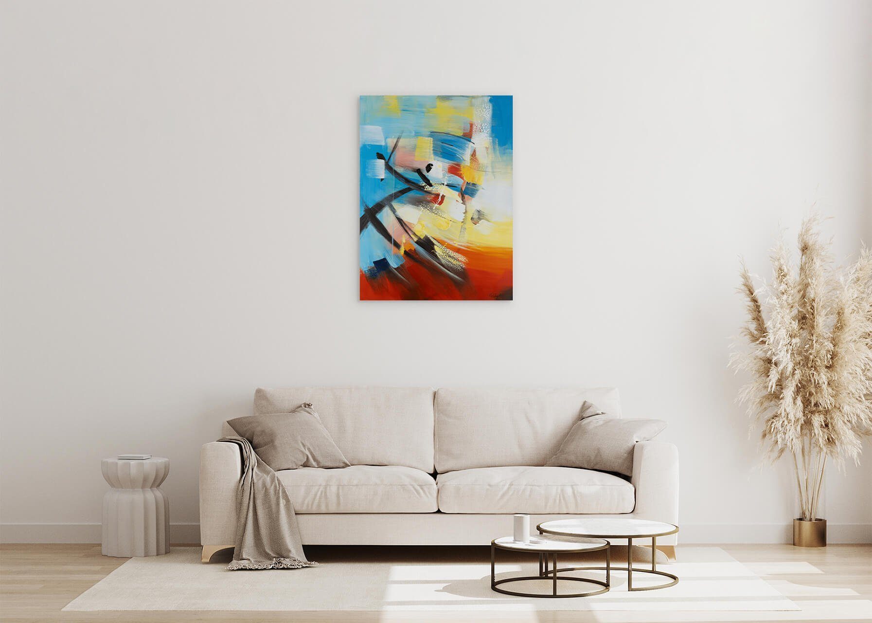 Leinwandbild 100% Wohnzimmer Joy Expression cm, Gemälde Wandbild KUNSTLOFT HANDGEMALT 75x100 of