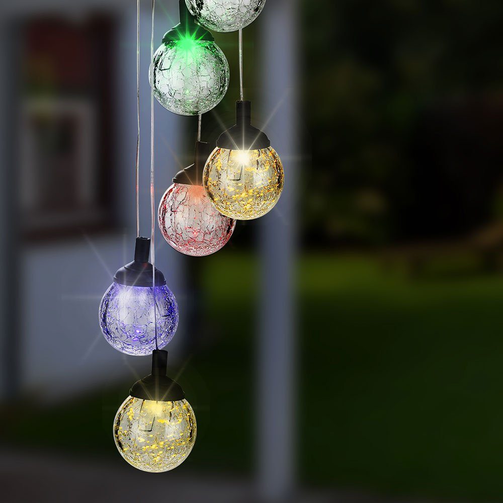 Crackle Garten Farbwechsel, Glas Kugel Außen-Deckenleuchte, HI Leuchte verbaut, International LED LED-Leuchtmittel Solar fest Außen Hänge Windspiel RGB Haushalt