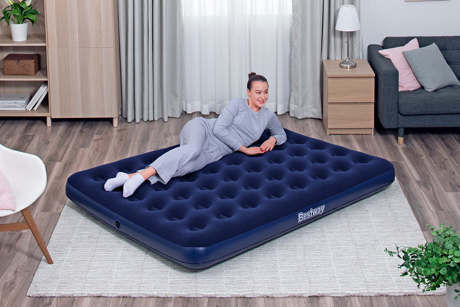 Bestway Luftbett 203 x 152 x 22 cm, (Packung, 1-tlg., Für 2 Personen), Ideal für den Innen- und Außengebrauch