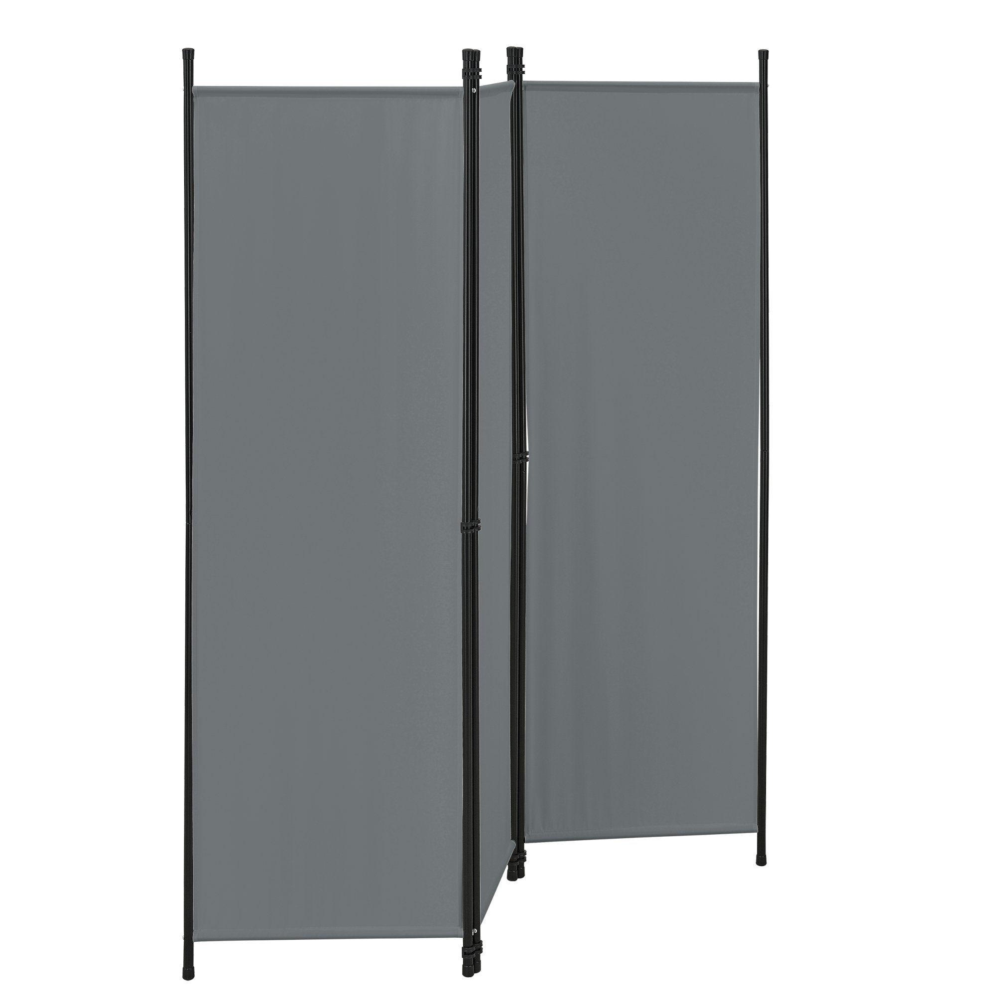 en.casa Paravent, »Huesca« Spanische Wand 3-teilig Sichtschutz 150x171cm Dunkelgrau