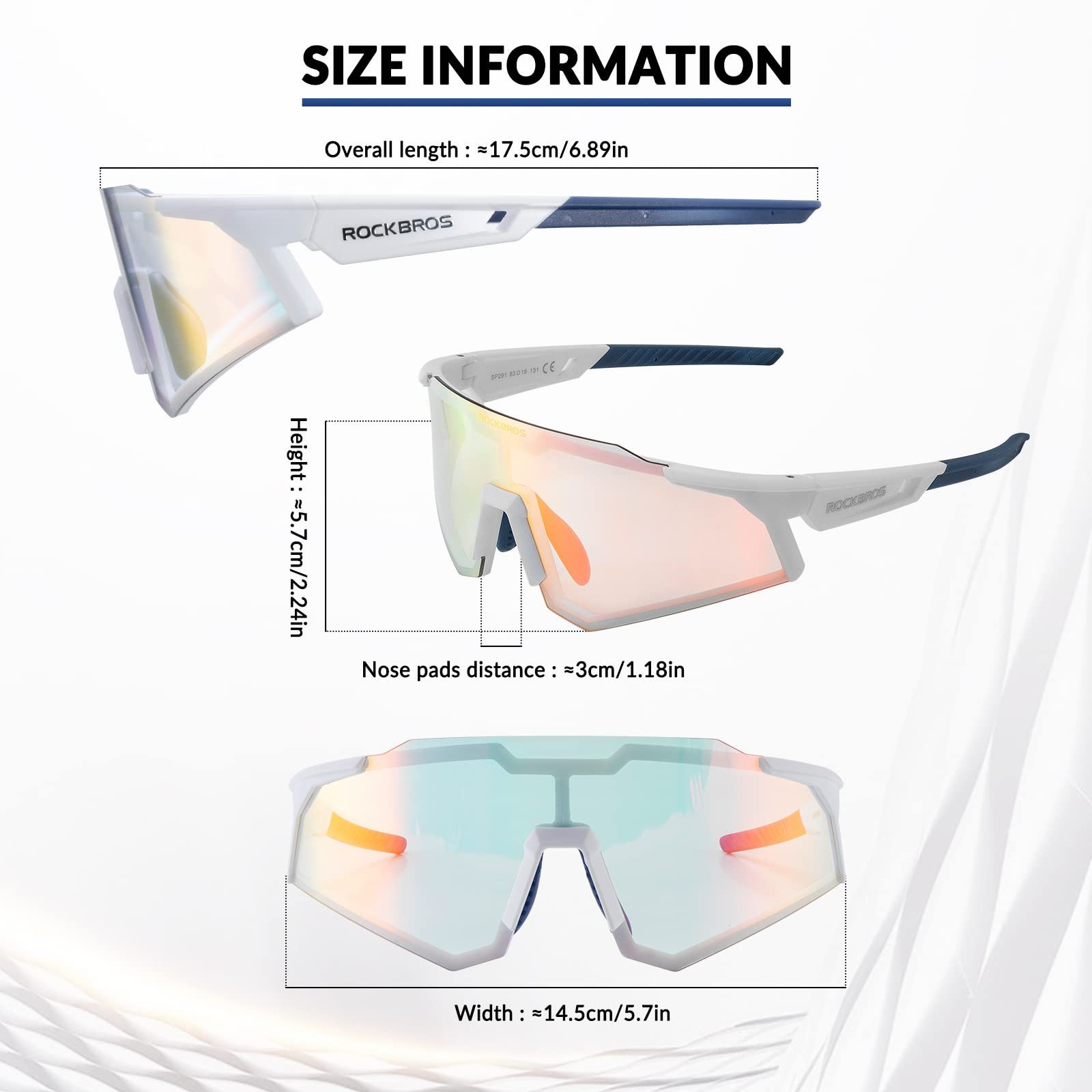 ROCKBROS Fahrradbrille Polarisierte Sportbrille, Sonnenbrille UV400-Schutz, winddicht, Leicht und langlebig