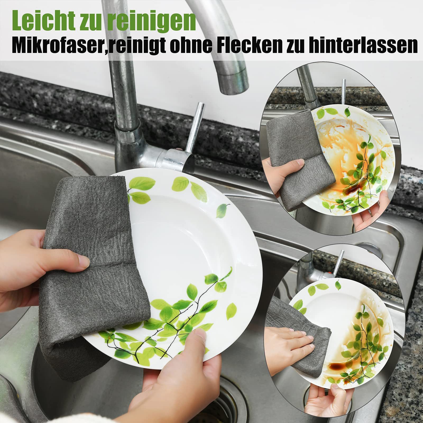 FOUORTUNATE-BEE Fusselfreies dickes Reinigungstuch, Glas- & Spiegelputztuch Reinigungstücher (Multifunktionales Mikrofasertuch fürs Fenster, Küche & Auto) – Bild 4 von 5