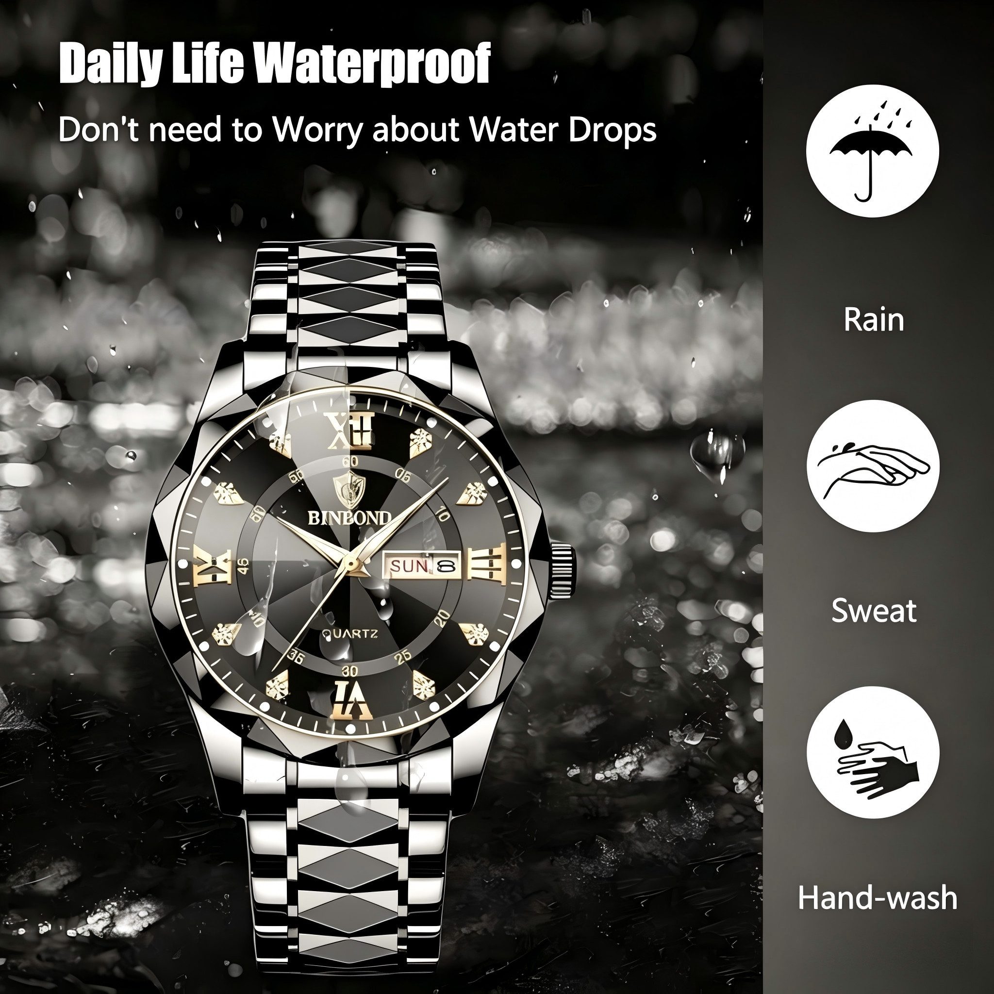 ibettertec Quarzuhr Quarzuhr Multifunktionsuhr Armbanduhr, Chronograph Herrenuhr, (Edelstahl Armbanduhr, Herren Uhr Edelstahl Armbanduhr Herrenuhr), Männer Uhr Große Zahlen Ziffern 3Bar Wasserdicht Datum Analog