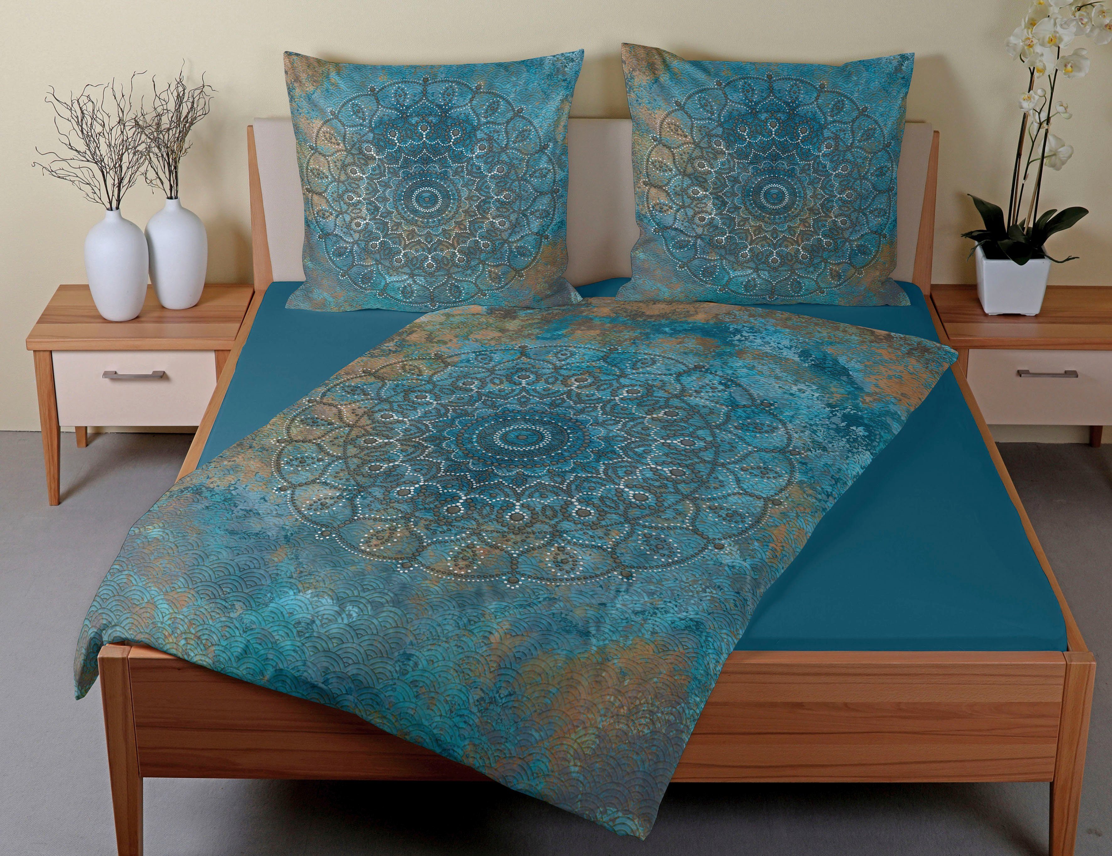 CASATEX Bettwäsche Sleep Tight Blau Satin, günstig online kaufen