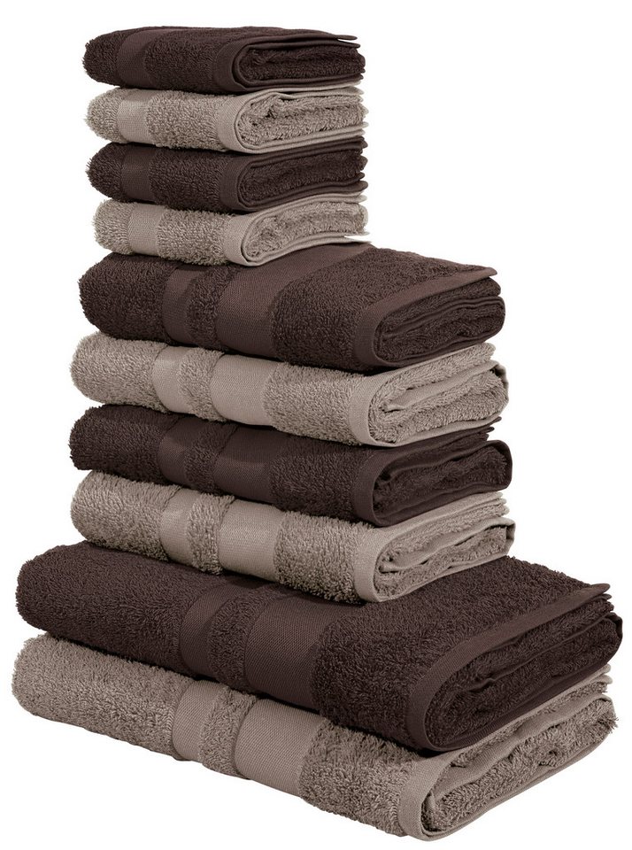 OTTO home Handtuch Set Vanessa, 10-tlg Handtuch-Set, weich, in Standard- und Premium-Qualität, Walkfrottee (Set, 10-St), 100% Baumwolle, Duschtücher, Handtücher, Gästetücher, mit Bordüre