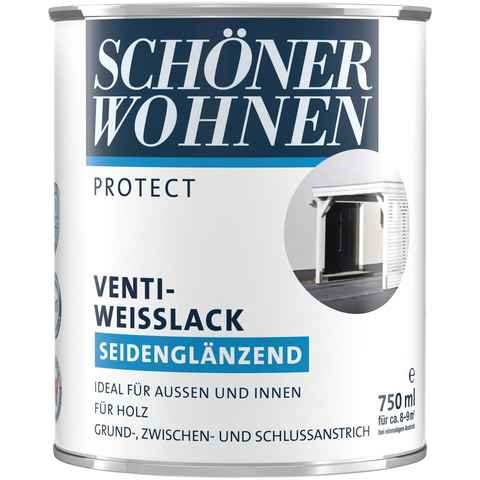 SCHÖNER WOHNEN FARBE Weißlack Protect Venti-Weisslack, 750 ml, seidenglänzend, für außen und innen, 3-in-1 Anstrich