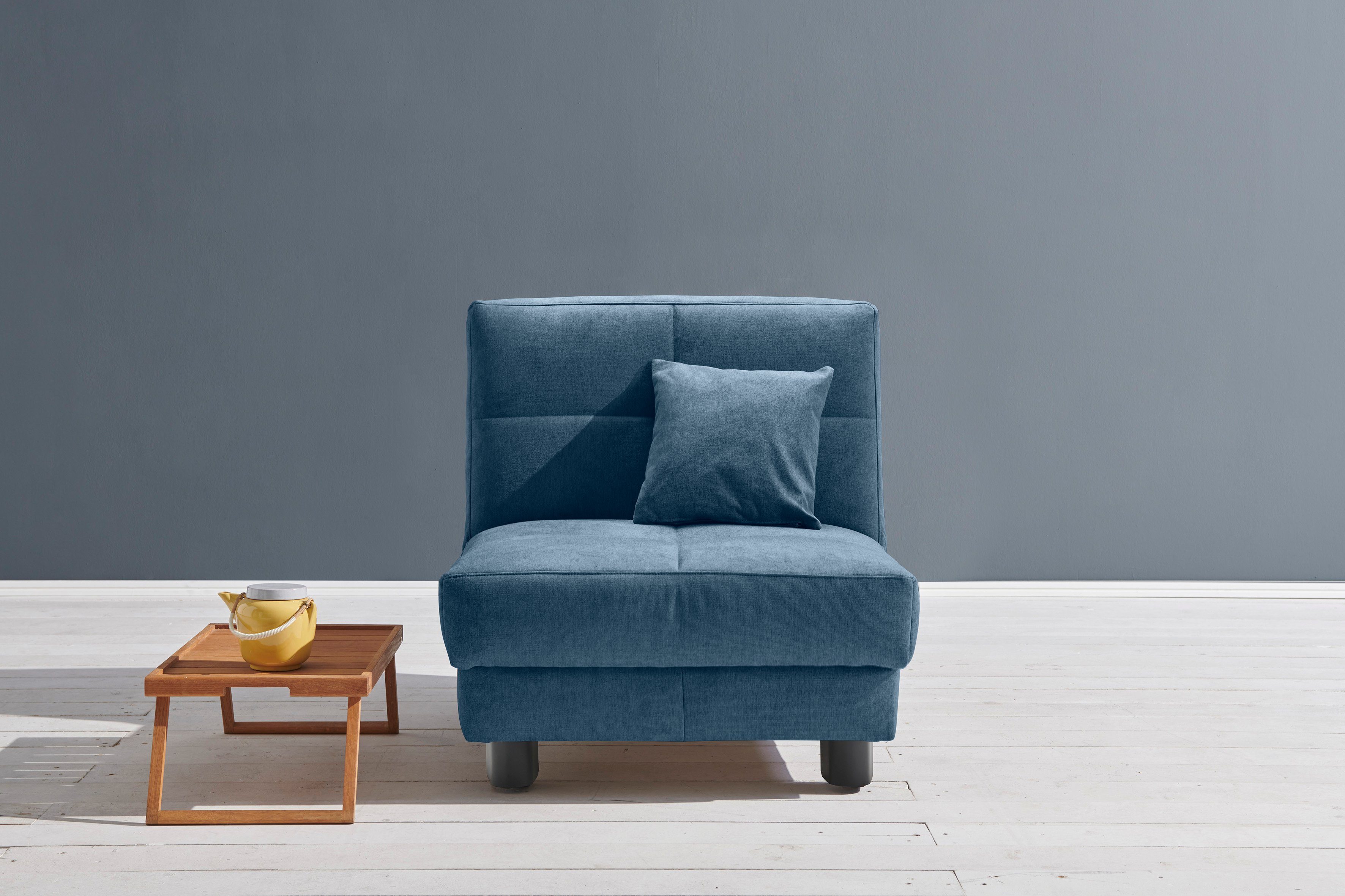 ell + ell Schlafsofa Tilda, Breite 85 cm, inkl. 1 Zierkissen blau