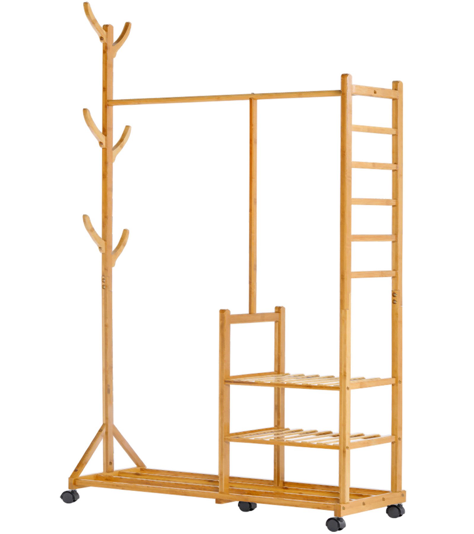 Yorbay Kleiderständer Garderobenständer aus Bambus, (mit Rollen, mit Kleide günstig online kaufen