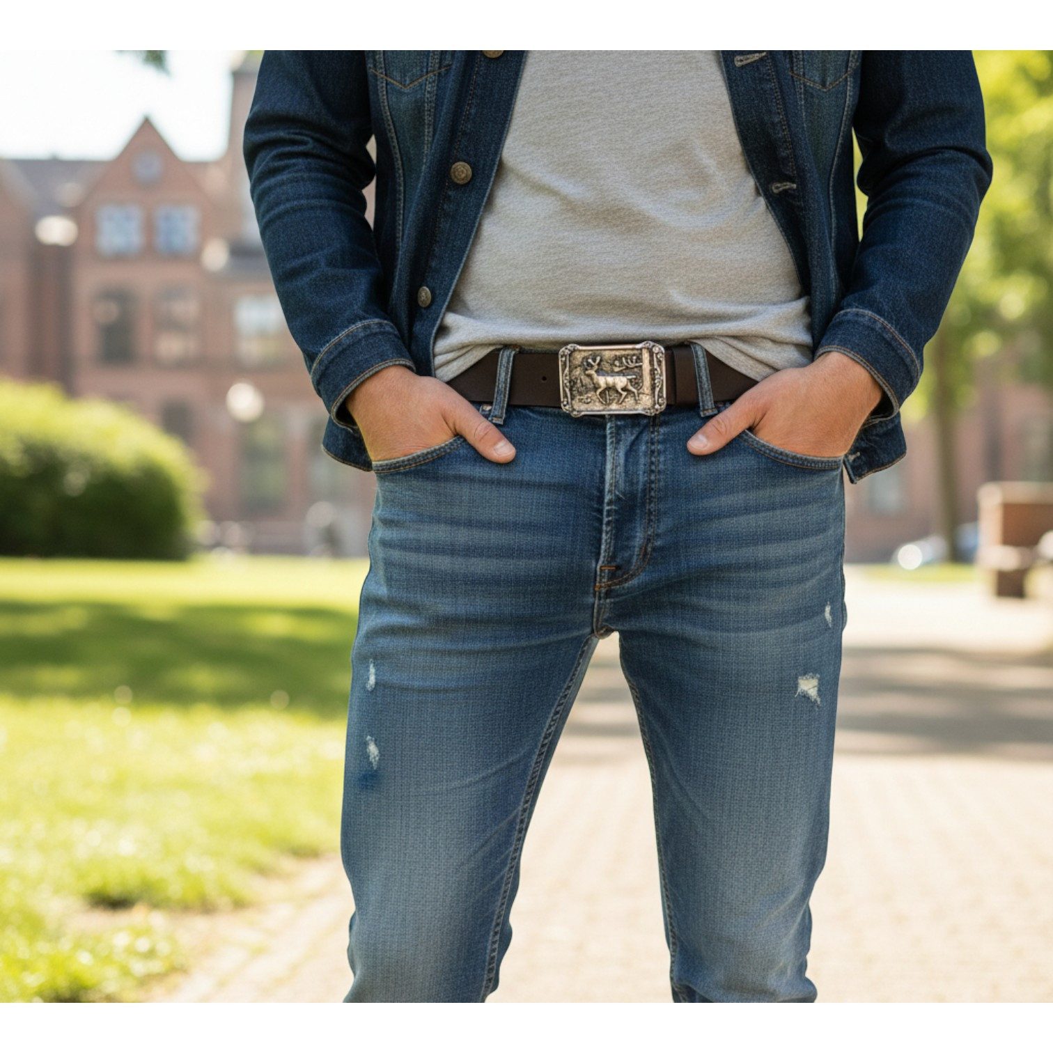 FRONHOFER Ledergürtel Herren Trachten breit (1-St) Hirsch-Schnalle, für Lederhose