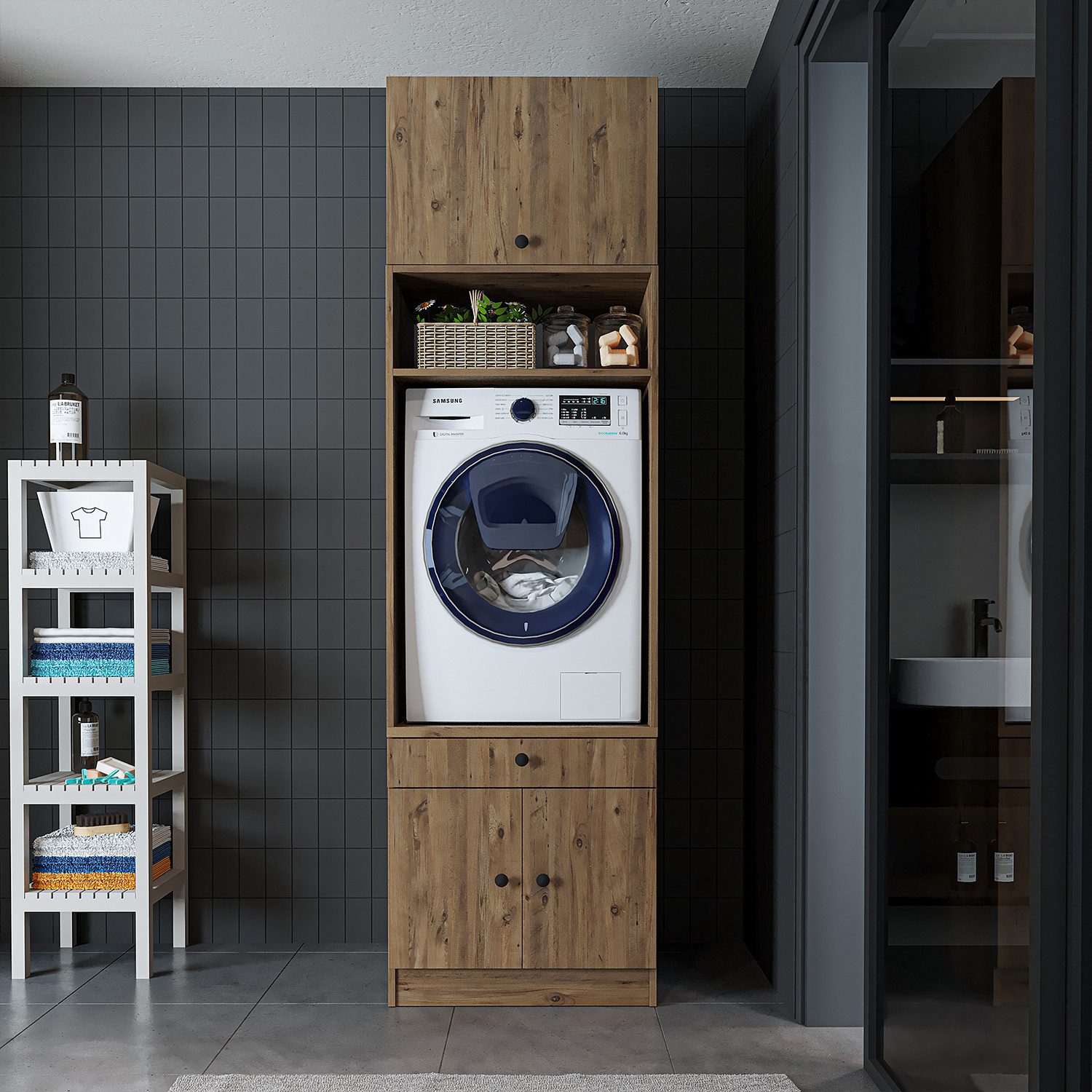 Roomart Waschmaschinenumbauschrank (Waschmaschinenschrank Überbauschrank Wa günstig online kaufen