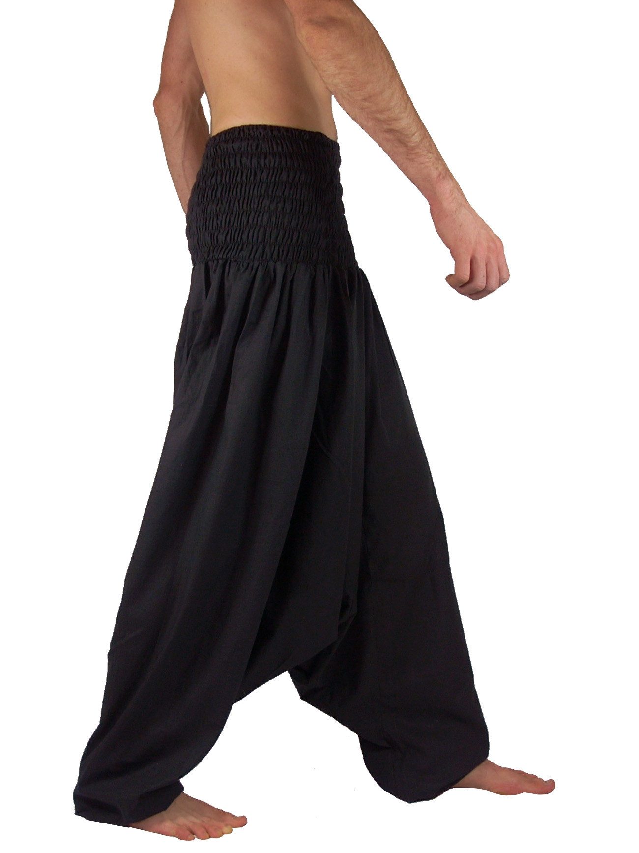 Leucht-Welten Haremshose Extragroße Haremshose XXL Aladinhose für Damen und Herren Schwarz Pumphose aus Baumwolle – Bild 5 von 5