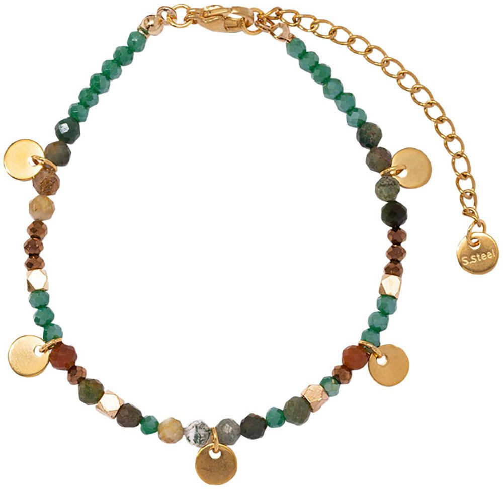 Armband Schmuck Geschenk Edelstahl Armschmuck Armkette Edelstein Plättchen