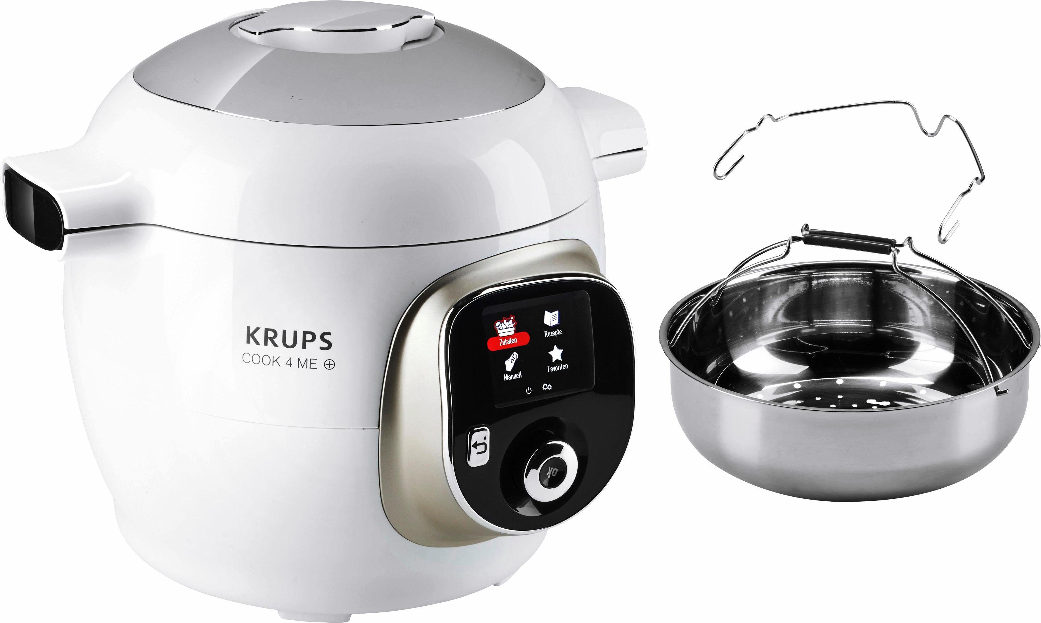 Krups Multikocher CZ7101 Cook4Me +, 1600 W, 6 l Schüssel, 6L Kapazität, digitale Rezepte, Schnellkochtopf, Dampfgaren, Anbraten