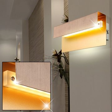 Globo LED Wandleuchte, LED-Leuchtmittel fest verbaut, Warmweiß, Design LED Wand Leuchte Beleuchtung Lampe ALU bronze gold lackiert