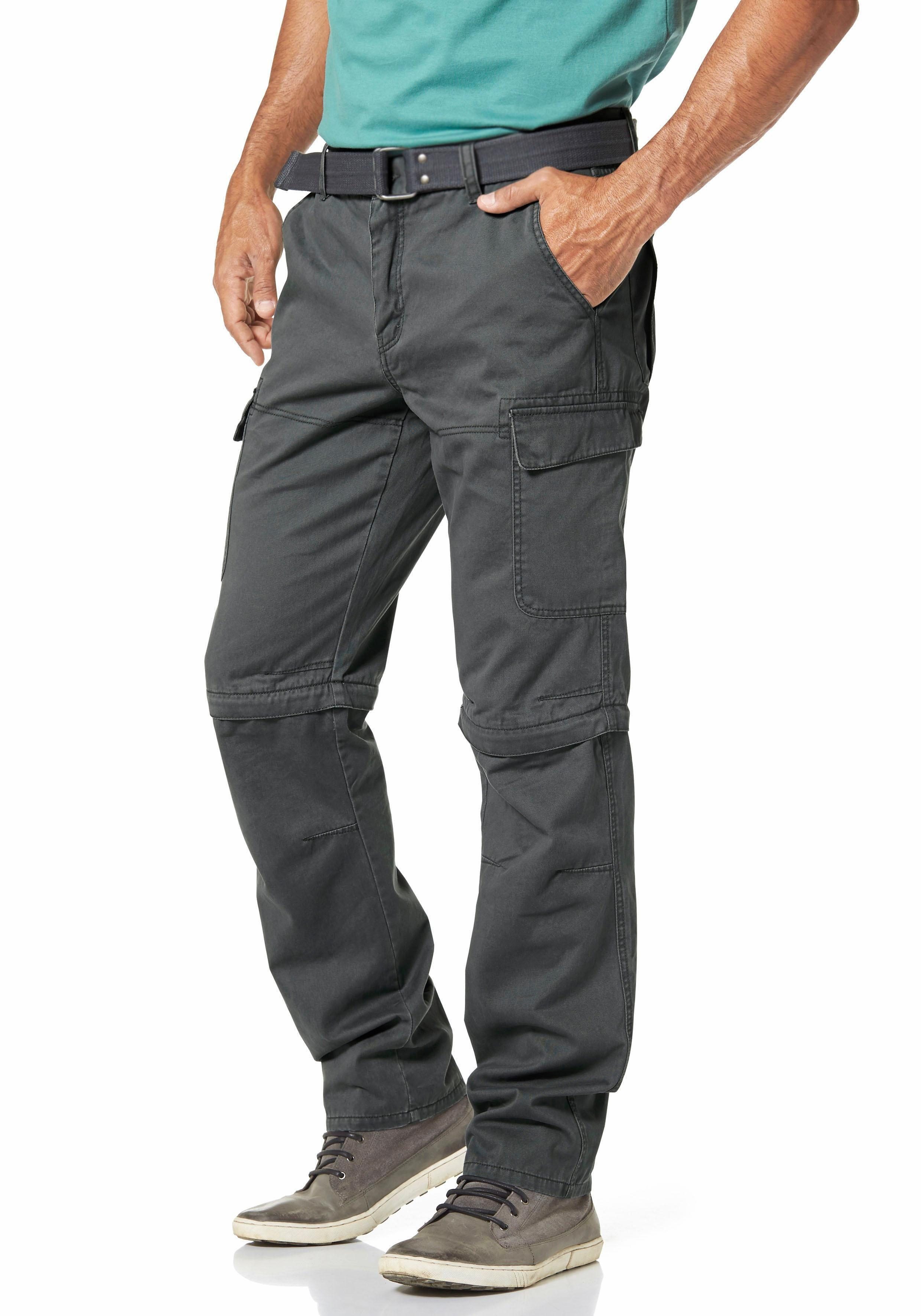 Man's World Cargohose (Set, mit Gürtel) mit Zip-Off Funktion grau