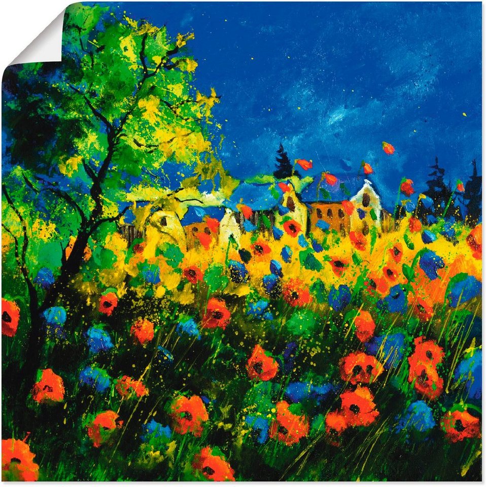 Artland Wandbild Blaue und rote Mohnblumen, Blumen (1 St), als Alubild,  Leinwandbild, Wandaufkleber oder Poster in versch. Größen