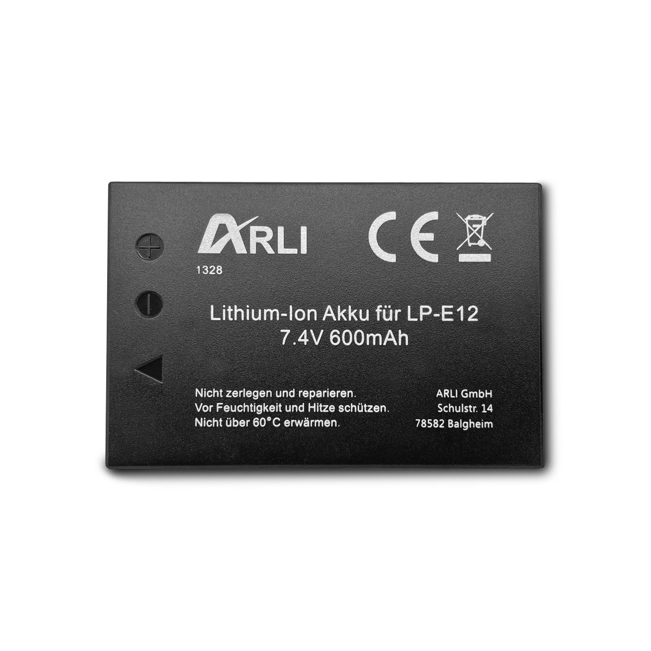 ARLI Akku für Canon EOS M50 EOS-M50 LP-E12 LPE12 Akku 600 mAh, Hohe Sicherheit durch integrierten Hitze- und Überladeschutz
