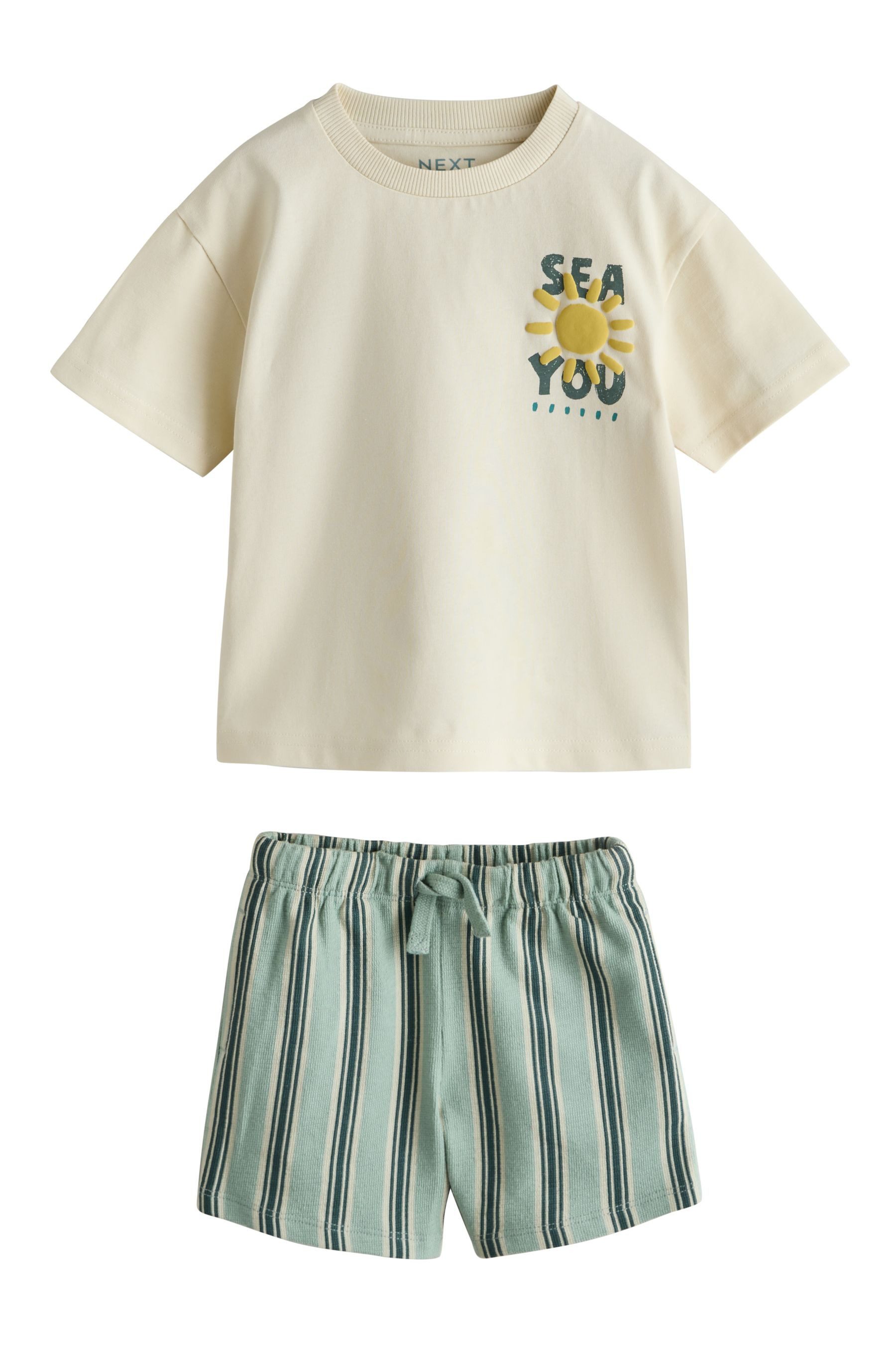T-Shirt & Shorts Kurzarm-T-Shirt mit Rücken-Print und Shorts im Set