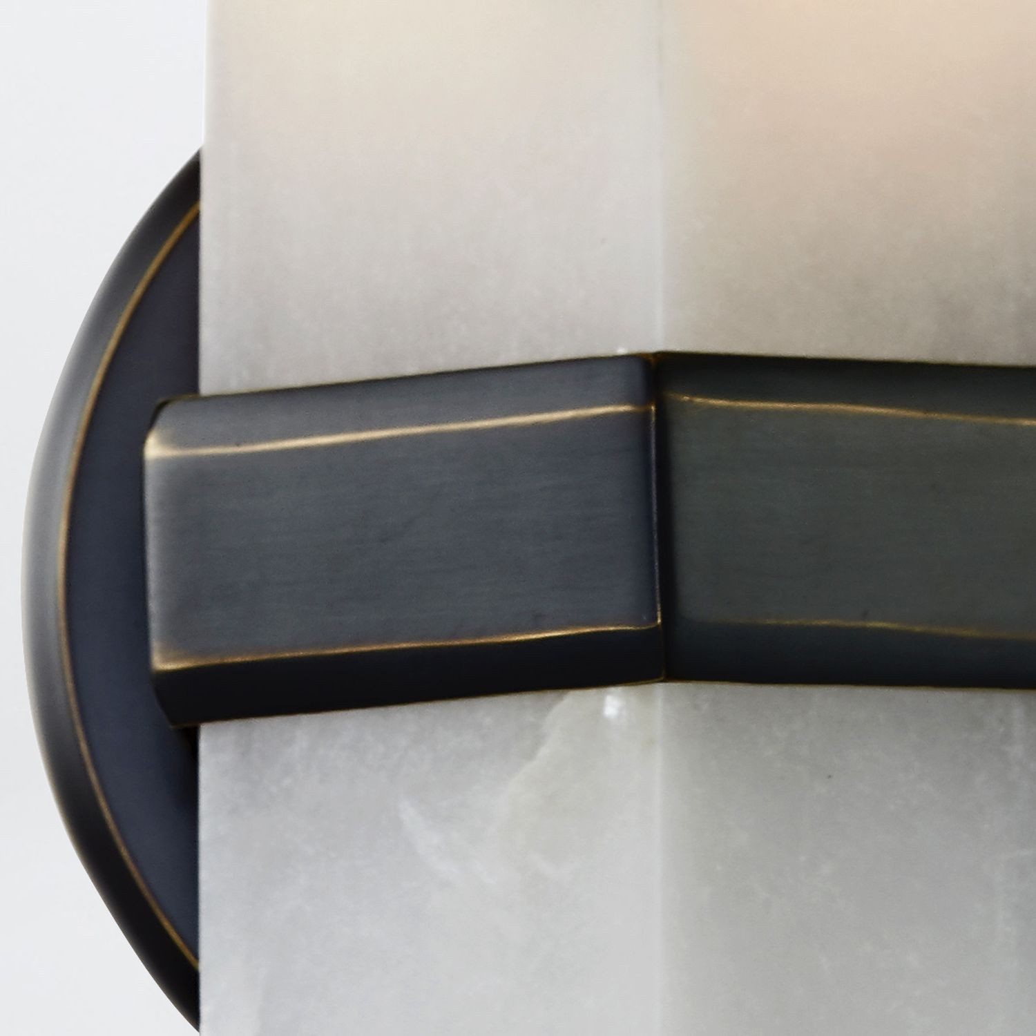 Licht-Erlebnisse Wandleuchte JORVIN, ohne Leuchtmittel, Alabaster Metall H: 38.1 cm in Bronze Antik Weiß E27 Vintage Design