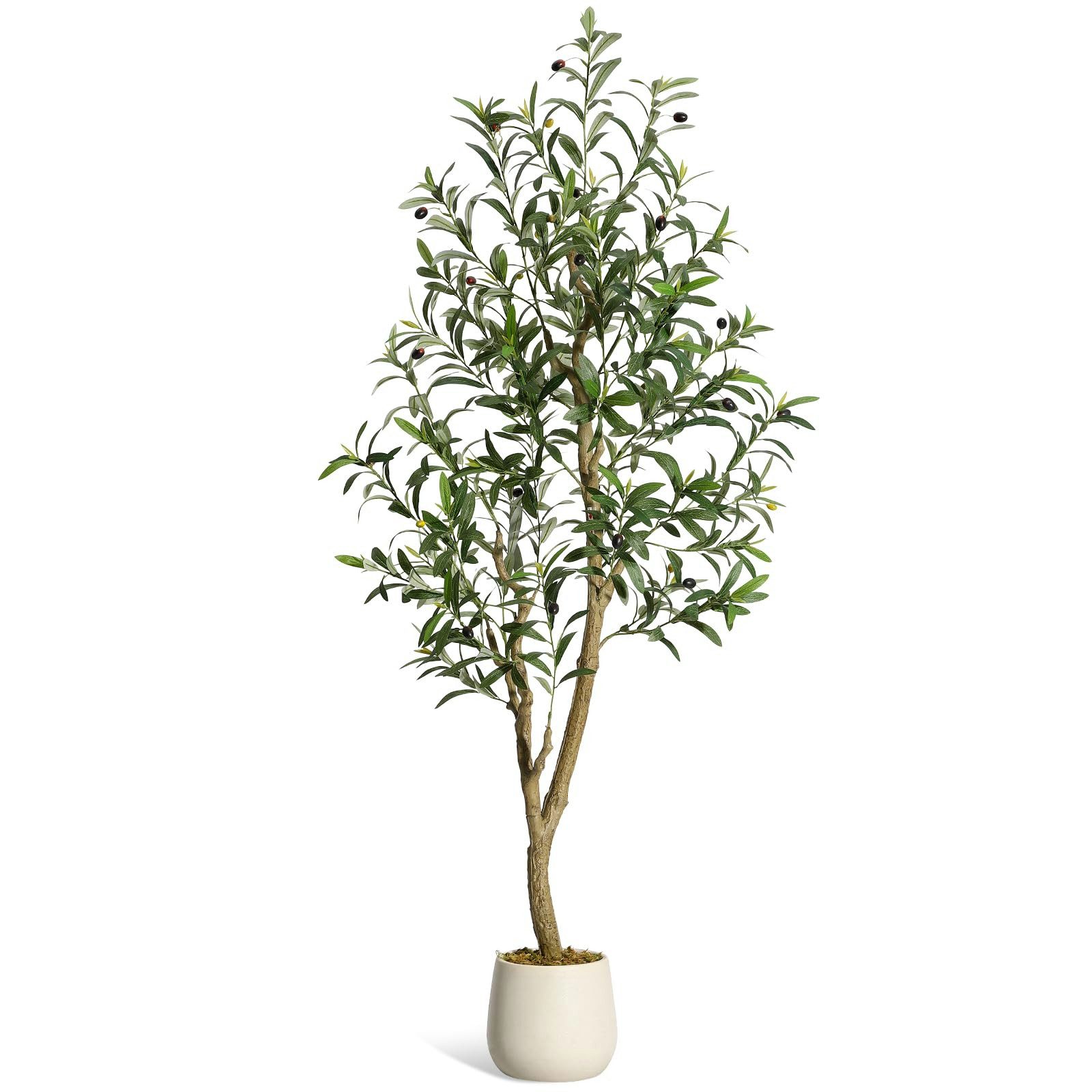 Kunstpflanze Künstliche Olivenbäume Indoor mit weißem Pflanzenplanter für Heimdekor, GarveeMore